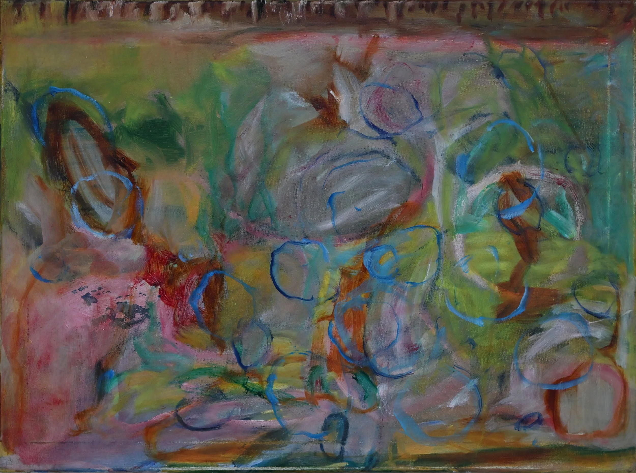 Journeying on Foot, Touching the Wind. Oil and acrylic on linen, 46 x 60.5, 2025
