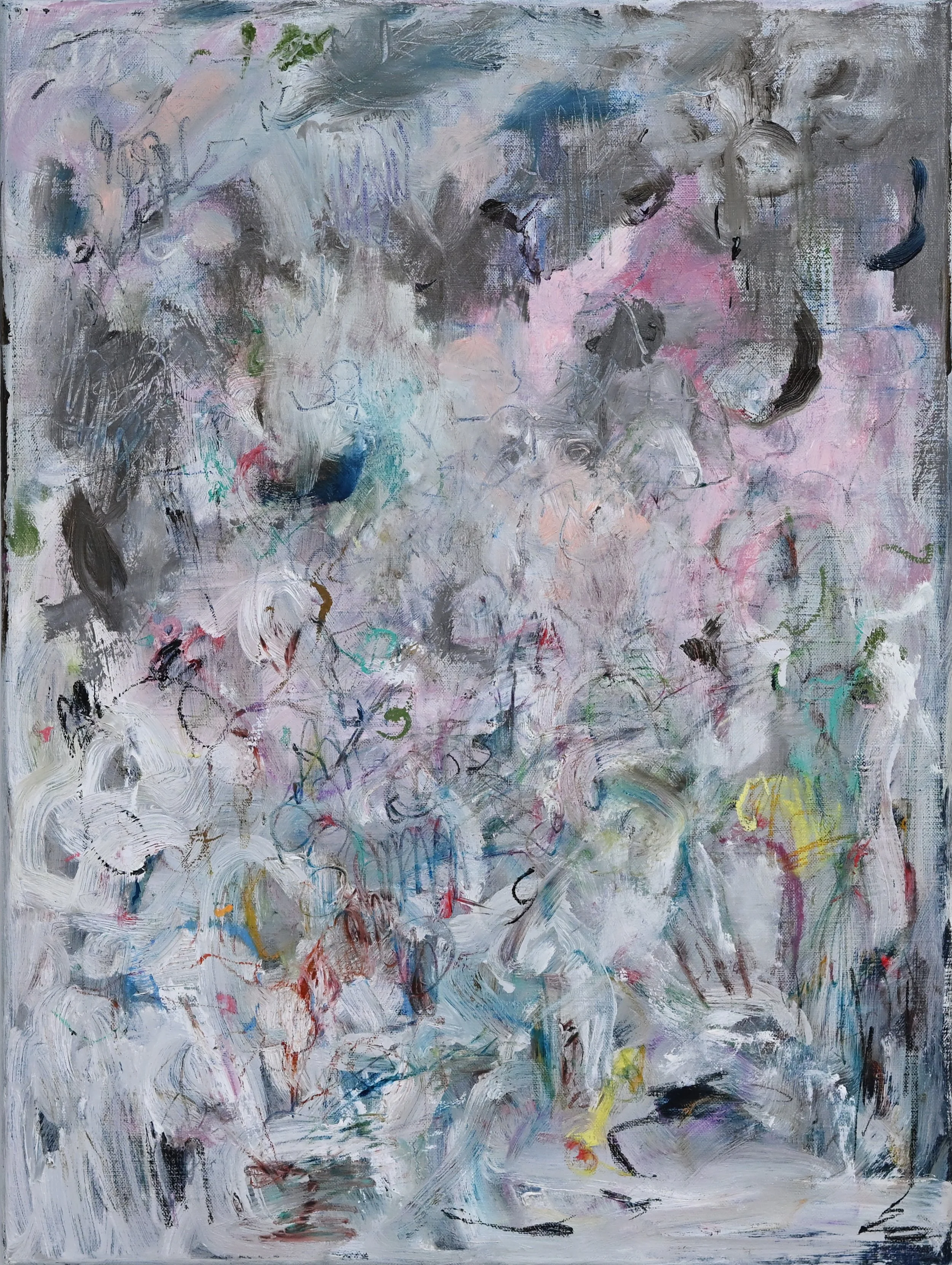 Oncome. Oil and acrylic on linen, 60.5 x 46 cm, 2025