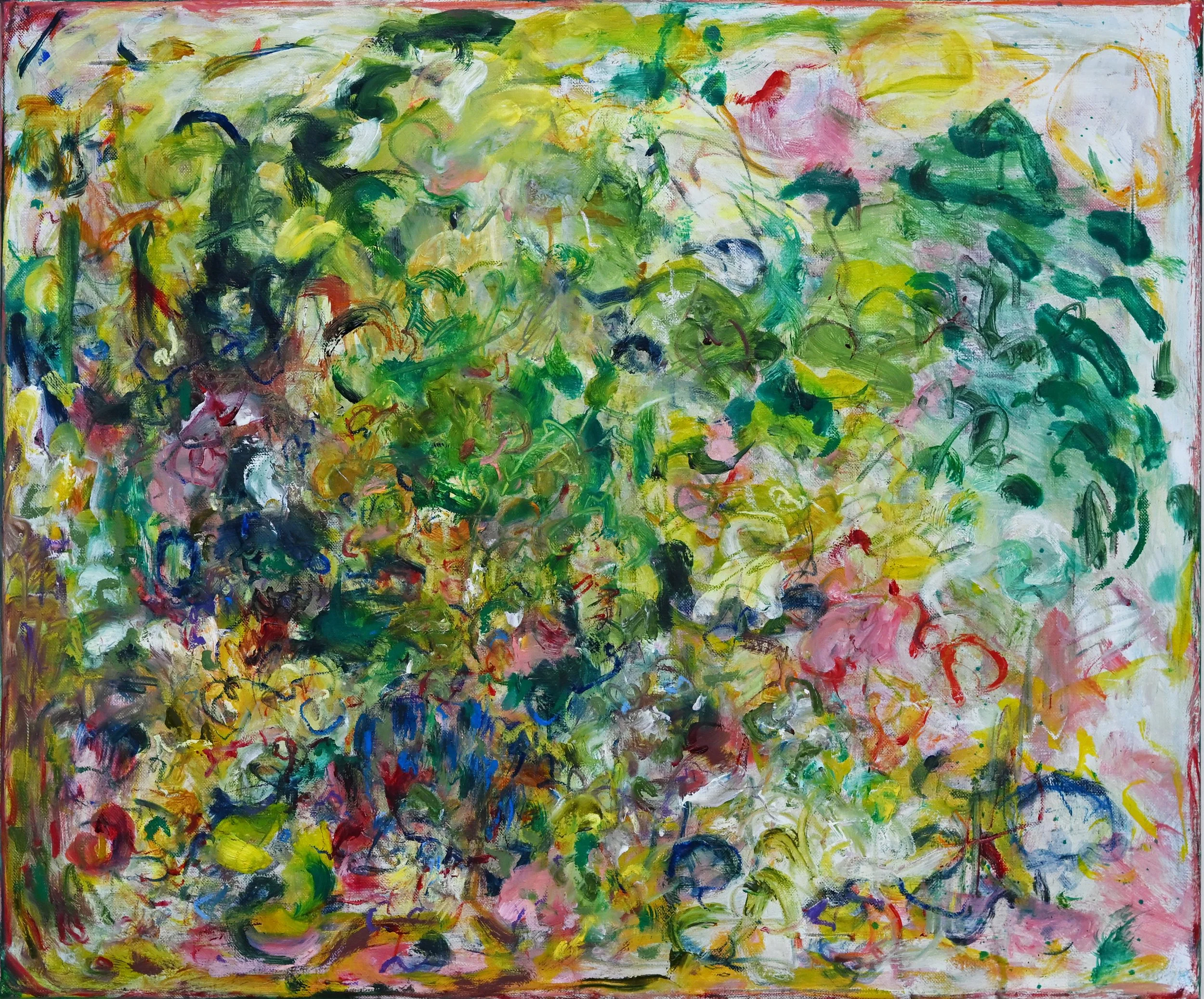 Standing on the Edge. Oil and acrylic on linen, 46 x 60.5 cm, 2025