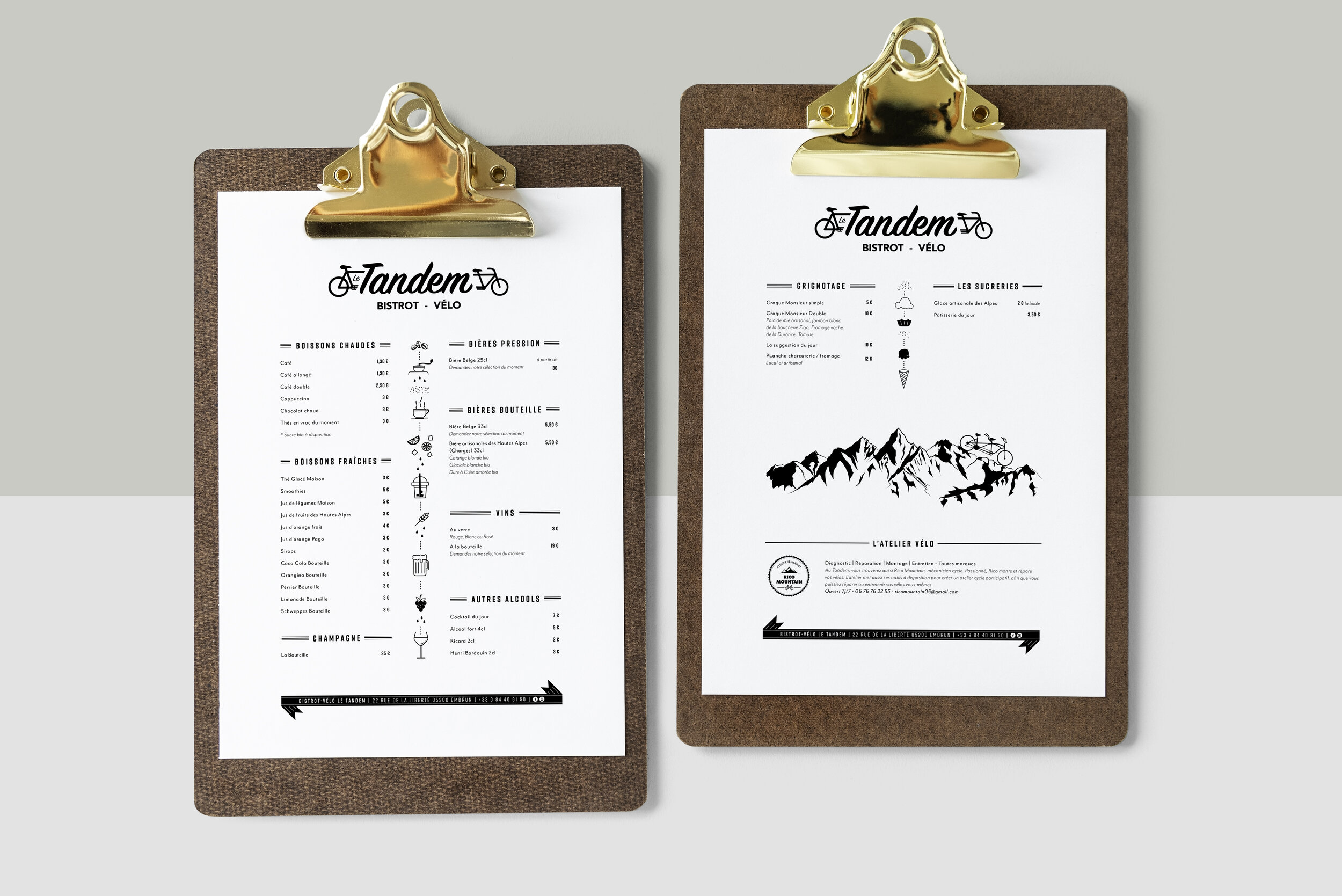 le tandem – menu et illustration