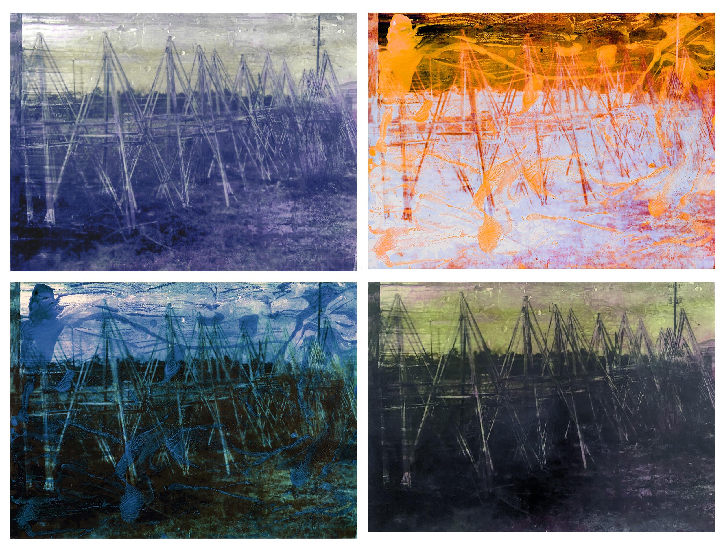 Ag Fields, archival pigment prints with oil and wax mediums, four panels, overall size 48 x 66.5"