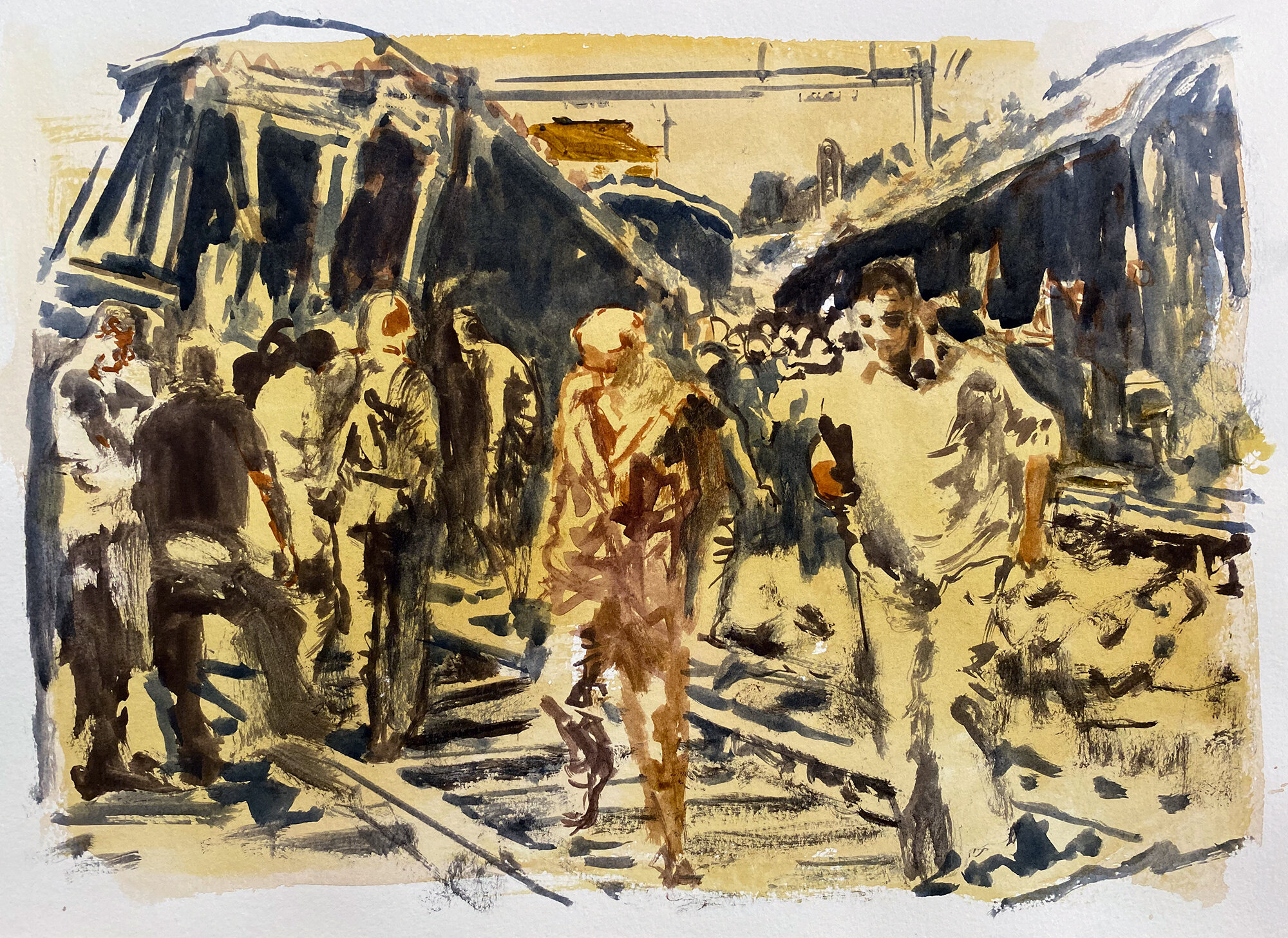 Train derailment (Zagreb), watercolor on paper, 2020