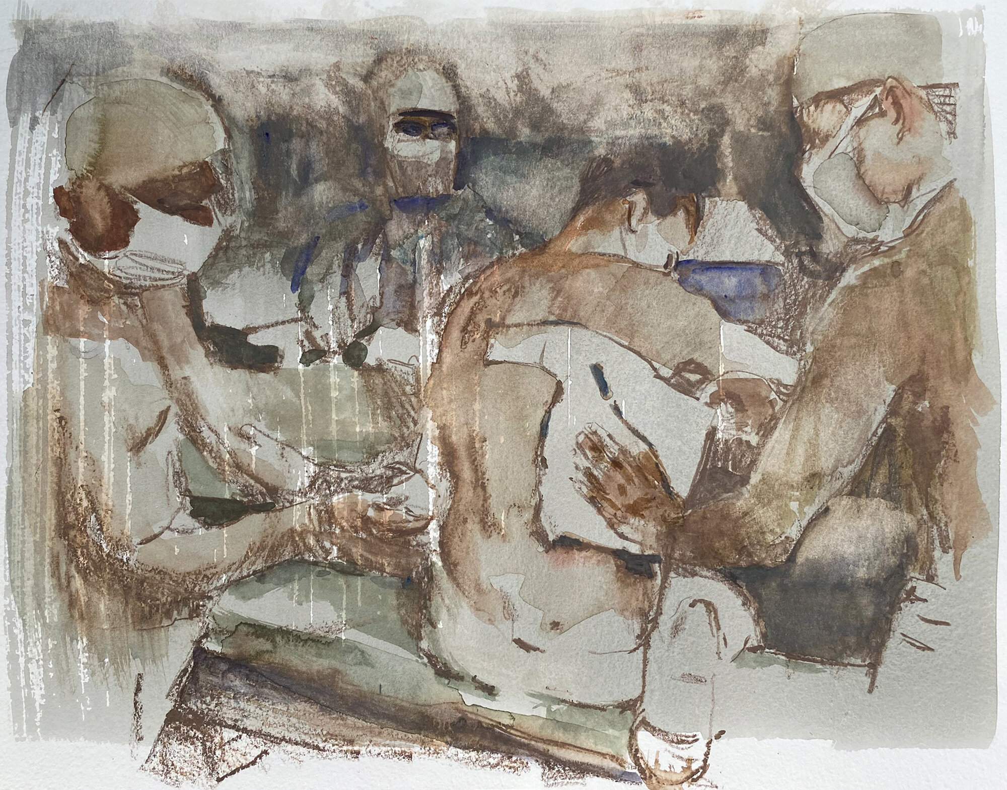 Field hospital (version III), watercolor, 2020