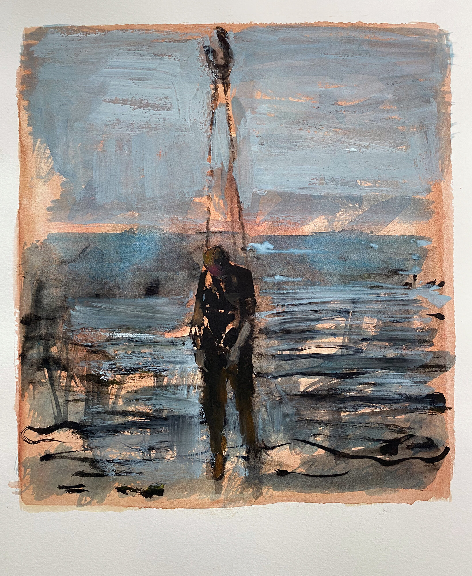 Sea lift, gouache on paper, 2021