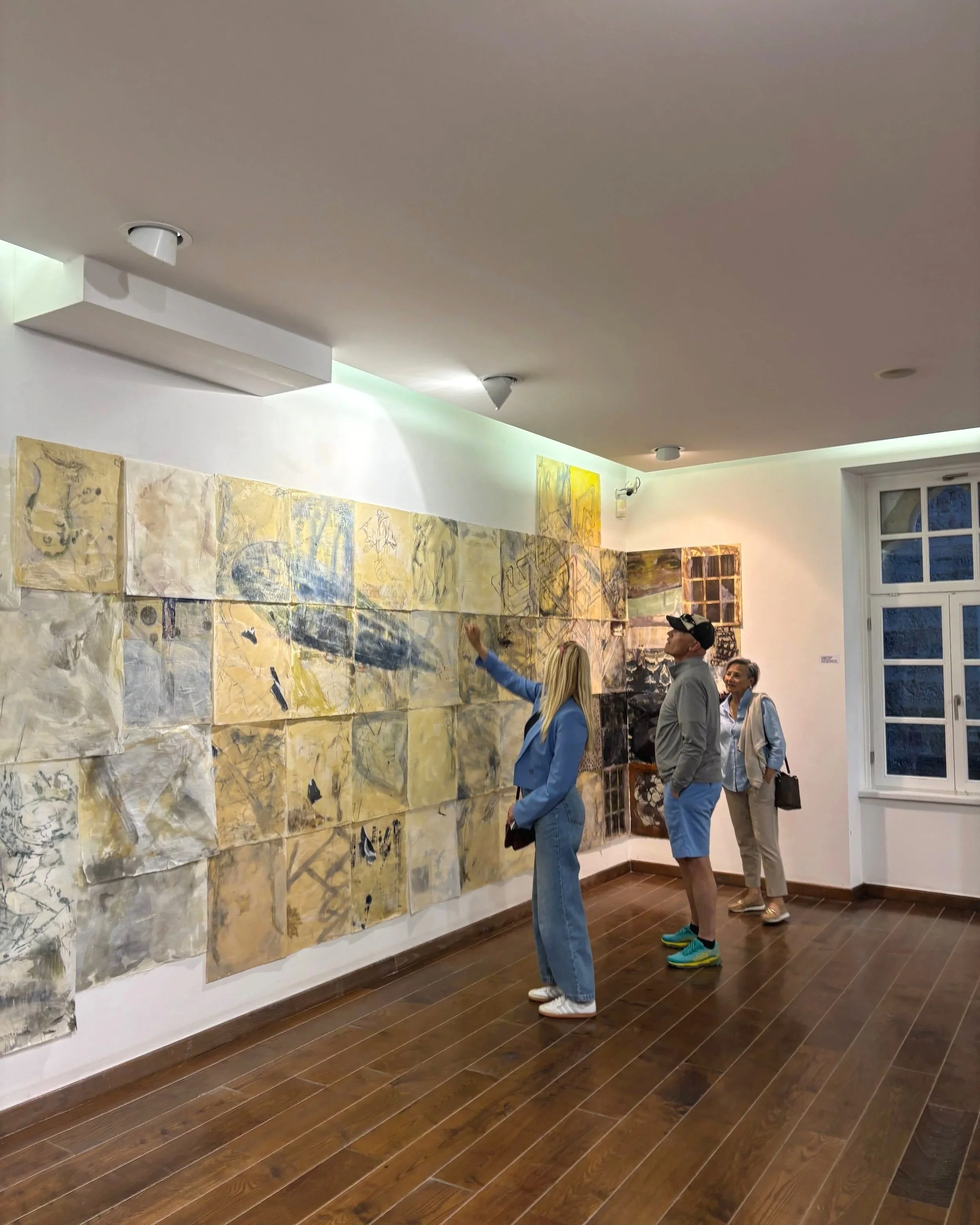 SECOND FLOOR Losing the ground beneath our feet, installation view, encaustic, drawing, collage and objects on handmade papers