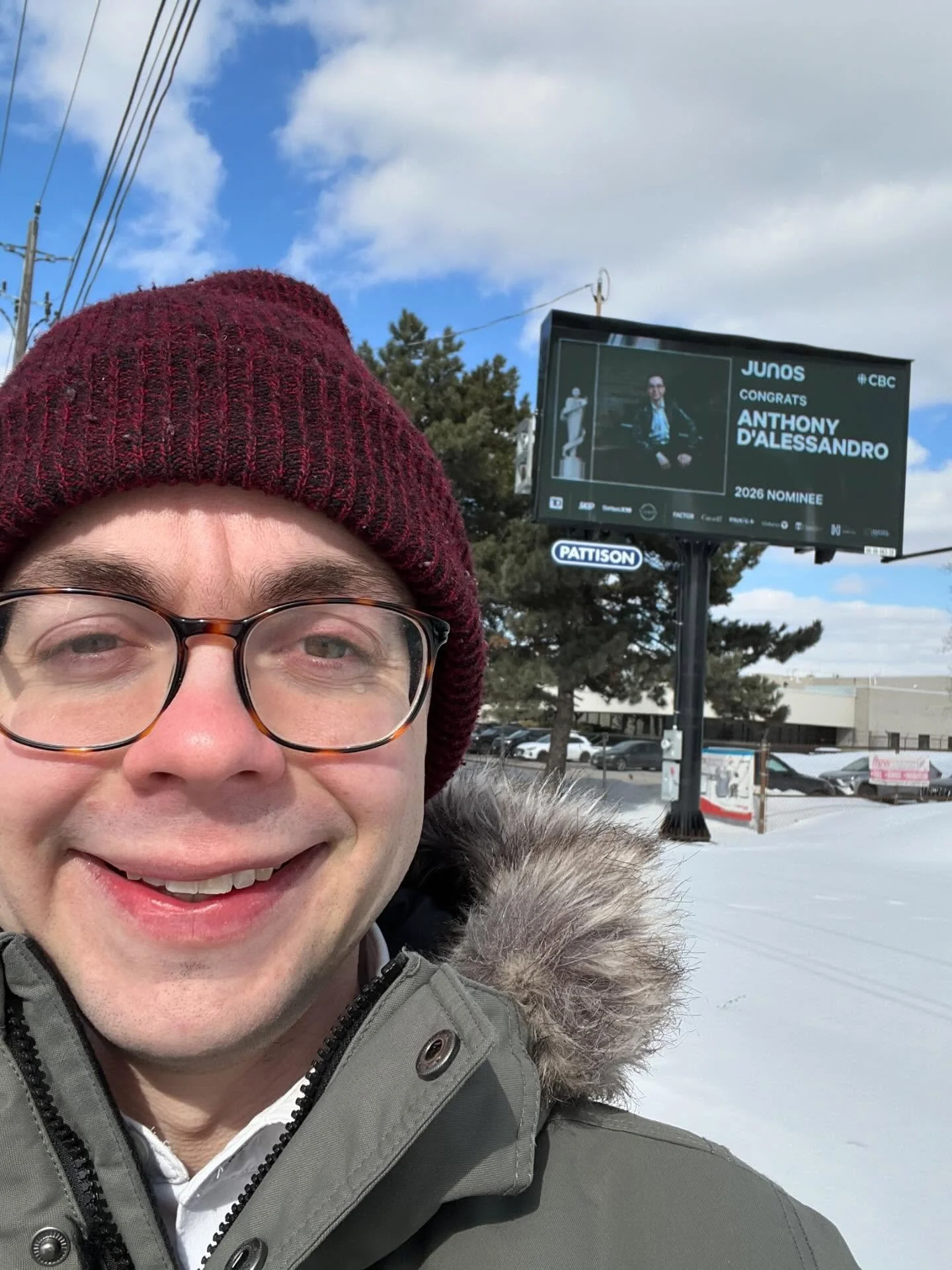 Thank you @thejunoawards for putting me up on a billboard in Toronto!! Looking forward to the festivities in a few weeks!

#junoawards2026 #thejunoawards #junos2026 #citylights