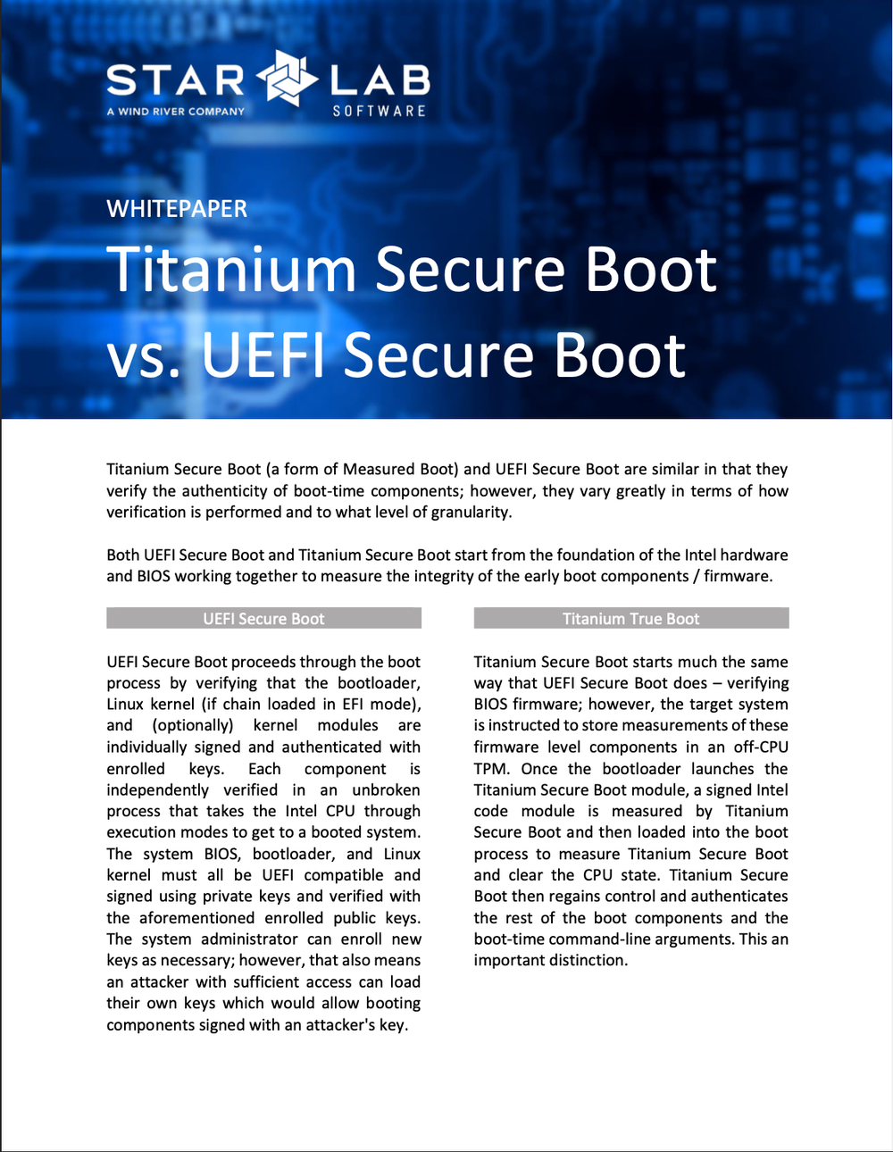 Titanium Secure Boot vs. UEFI Secure Boot
