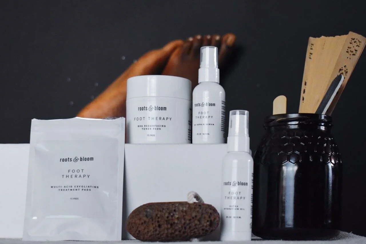 This routine for your feet is the best skin care routine you can use to get your feet looking beautiful for the springtime by Roots and Bloom Therapy. foot care routines that are great for spring how to help your feet be smooth what is the best hydrating cream for your feet how to treat your feet pampering your feet #foottherapy #footcare #footcaretips #bestfootcareproducts #springskincare #springfeet #springfootcare #rootsandbloom #rootsandbloomfoottherapy