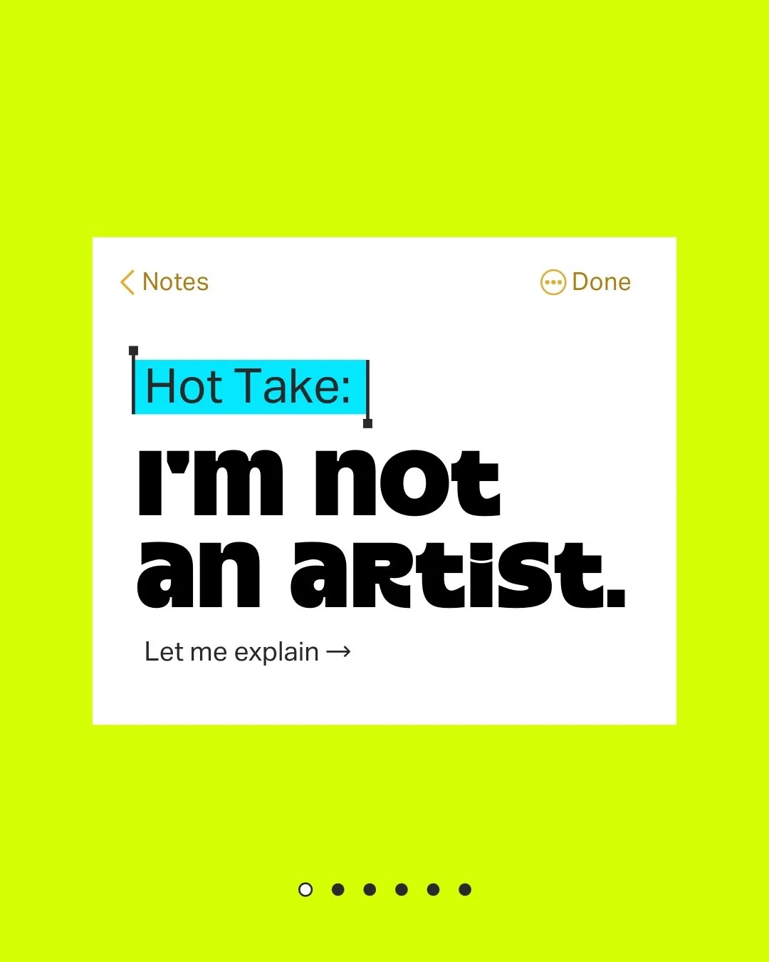 Hot take: I'm not an artist.

Art gets to exist just because. No reason needed. That's the whole point of it.

Design doesn't get that pass. Every color, font, and layout choice I make has a job to do. None of it's random. None of it's vibes.

I'm no