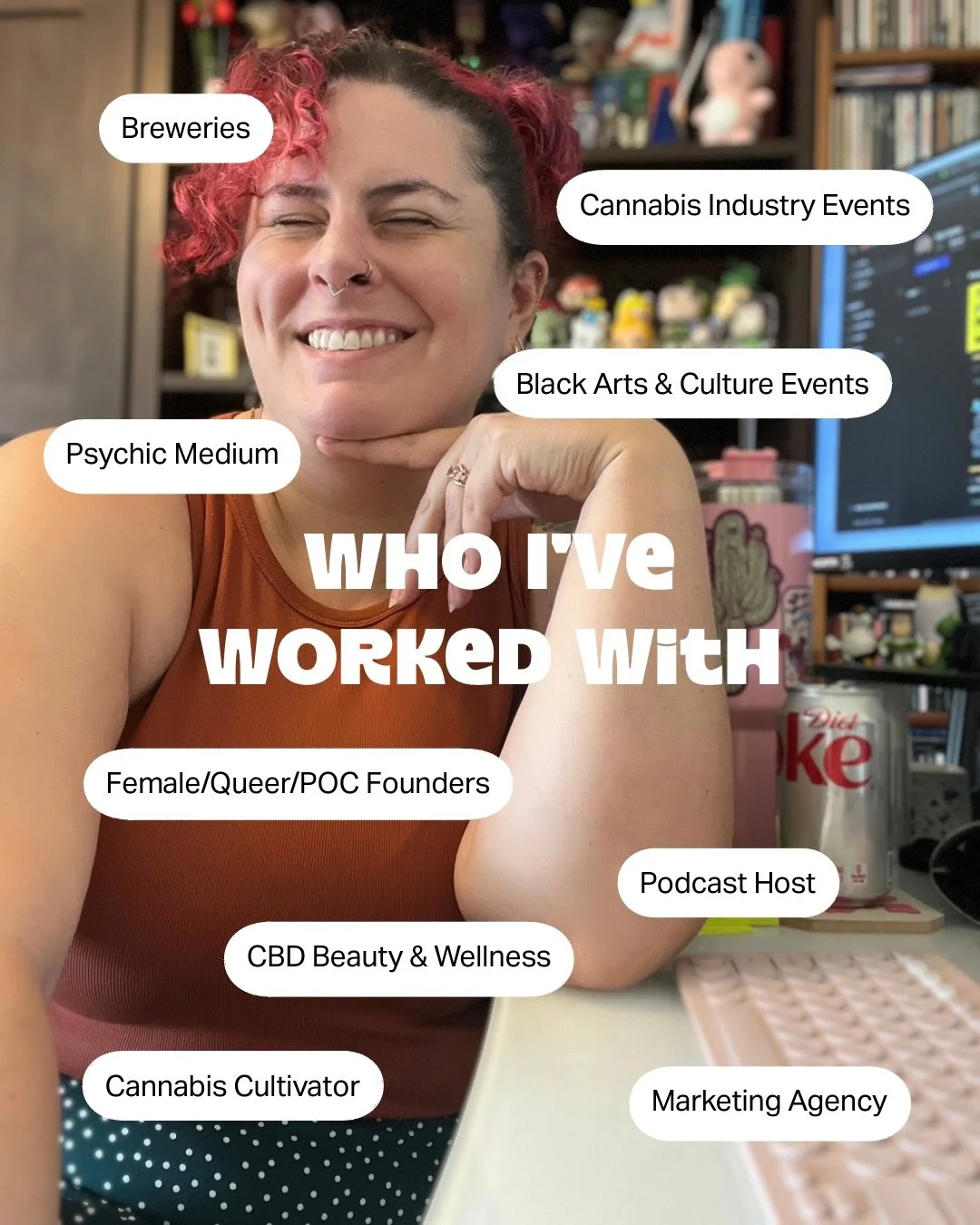 Everyone told me to niche down, or else ☠️

But that&rsquo;s boring.

I&rsquo;ve built my career on working with all kinds of people and businesses. Breweries. Wellness brands. Psychics. Conferences and events. 

Everyone who&rsquo;s worked with me h