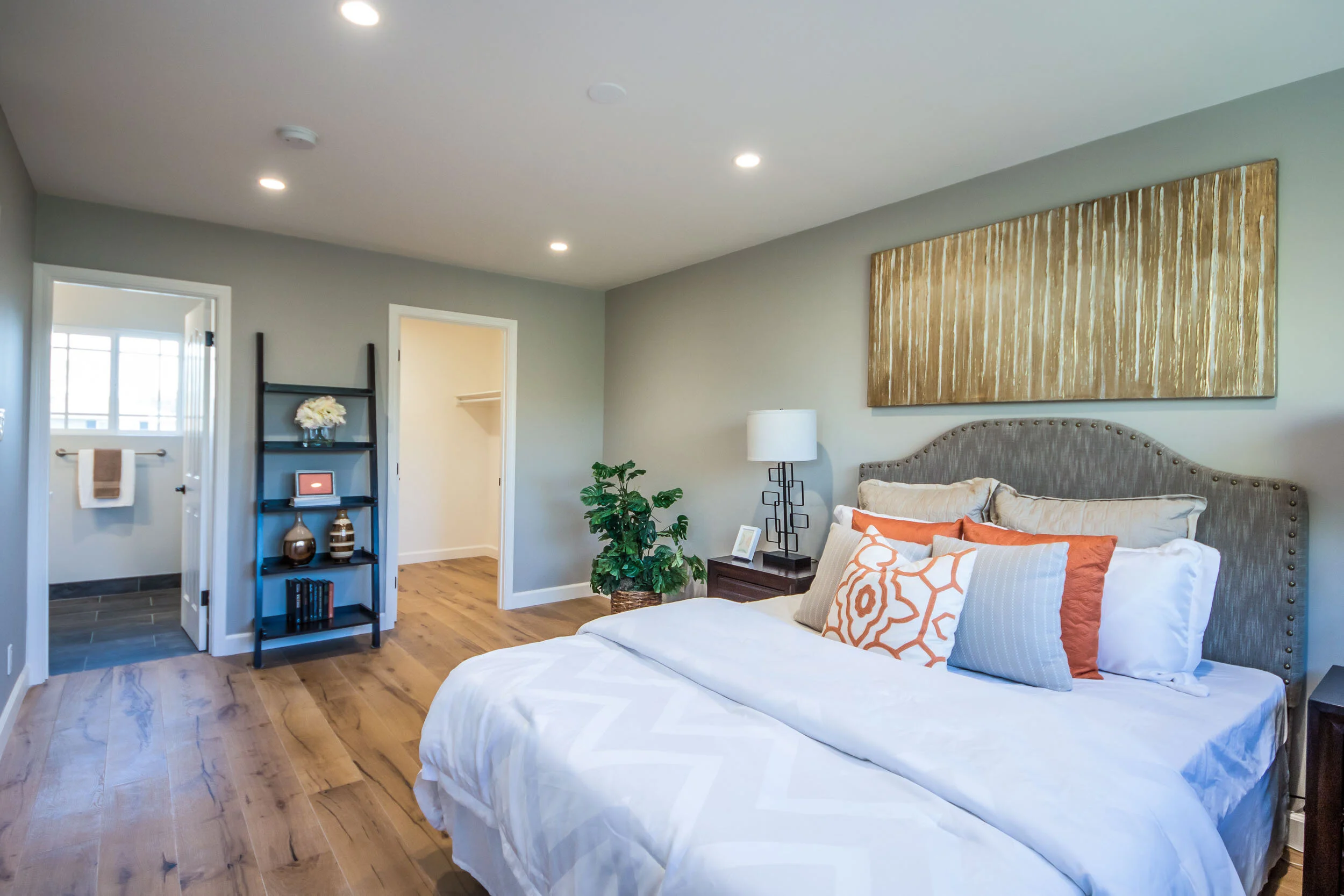New master walk-in closet and bath configuration