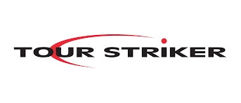 Tour Striker logo with text and curved line