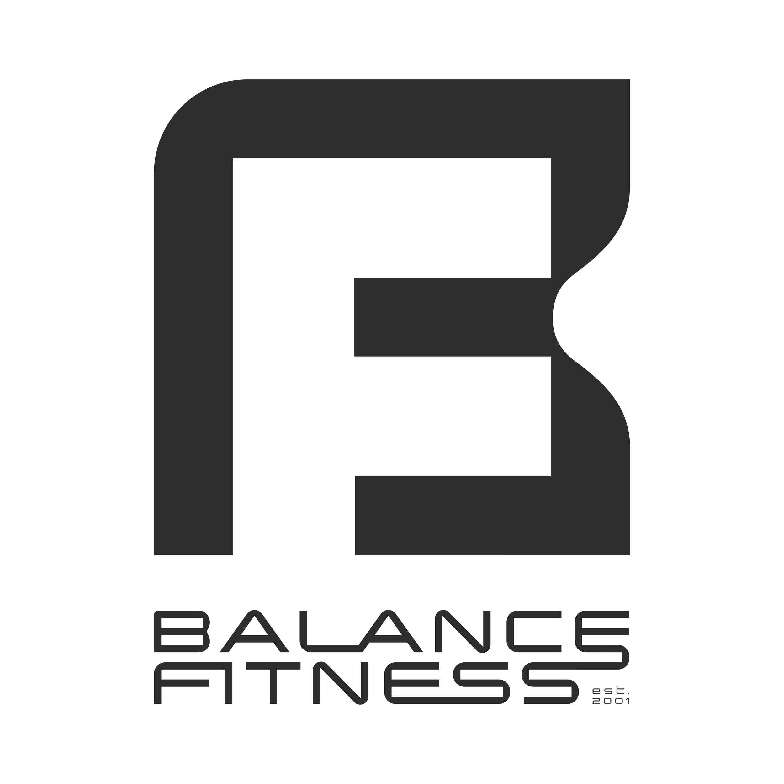 Logo for Palance Fitness, featuring a stylized black 'P' with a white outline and the words 'PALANCE FITNESS EST. 2001' in black text beneath.