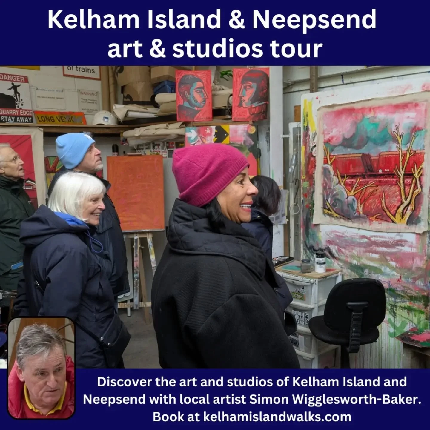 This weekend there are two different tours you can join around Kelham Island and Neepsend, and tickets are still available:

Sat 30 May: Art &amp; Artist Studios tour led by local artist Simon. Discover the public and street art in the area, along wi