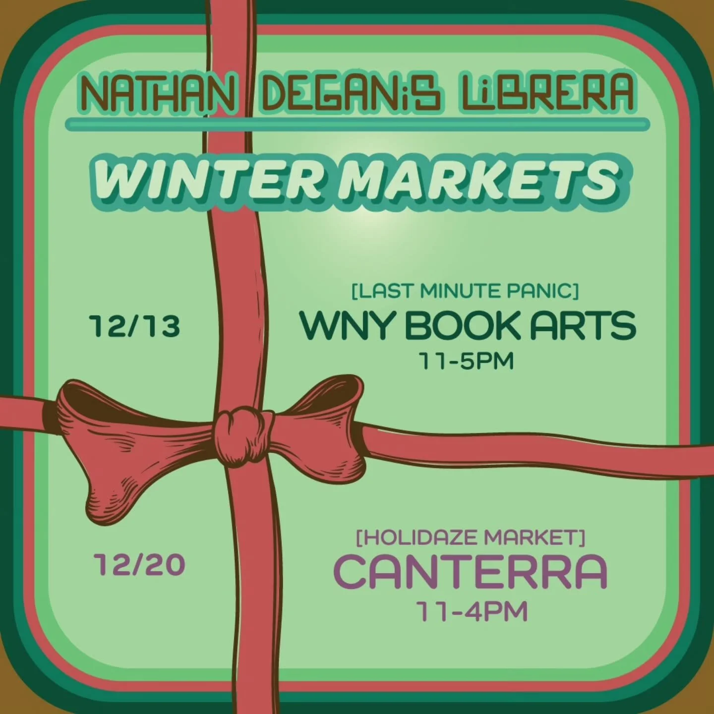 Where you'll find my work this month. A couple holiday markets and a whole lotta time to shop locally, and my site too! Hope to see ya out there in the snowglobe ❄️!
.
.
.
#buffalo #buffalony #shopsmall
