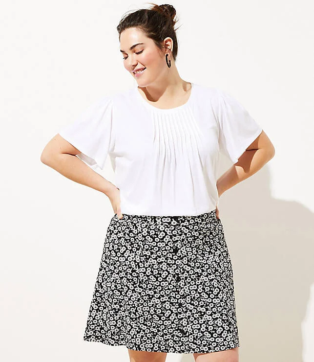 LOFT PLUS FLORAL BUTTON FRONT SKIRT