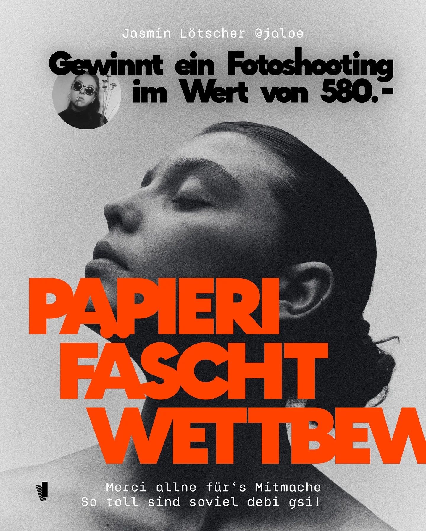 GRATULATION @jaloet

merci allne andere f&uuml;rs mitmache, es sind soviel debi gsi!
online und offline am @papieri_cham f&auml;scht! ❤️

___
#portrait #blackandwhitephotography von @sinialuna_m