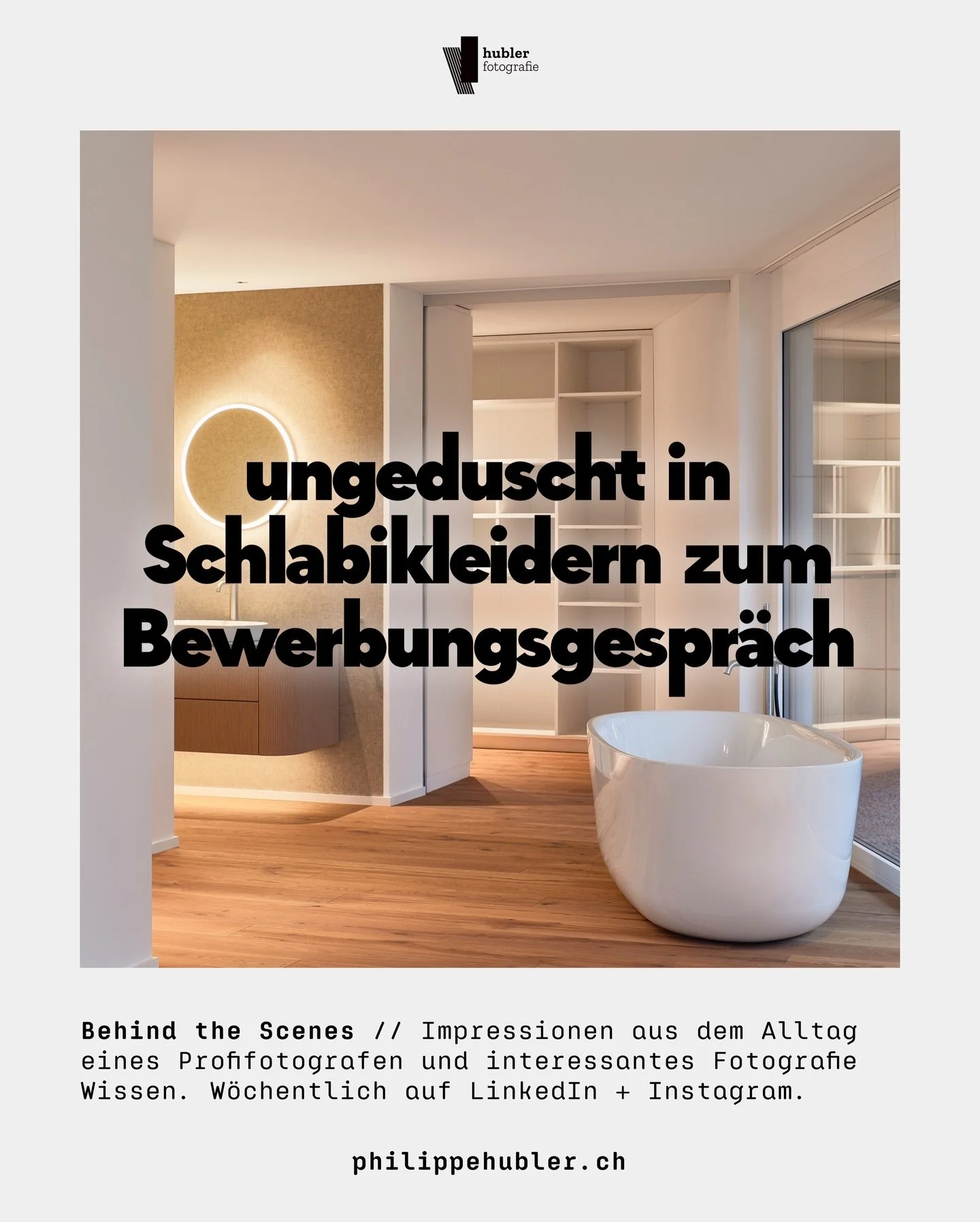 ⚫️ Ungeduscht in Trainerhosen ⚫️

Leider sehe ich auf LinkedIn immer wieder fantastische Architektur, die amateurhaft fotografiert und pr&auml;sentiert wird.

Das dued mim Fotografe Aug imfall w&uuml;rklich echli weh.

▶︎ Das ist ein bisschen wie wen