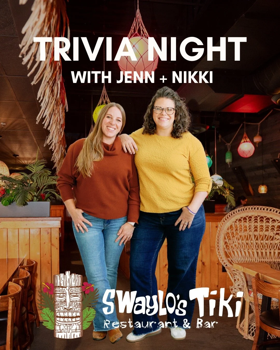 Jenn &amp; Nikki are taking over Trivia Night at @swaylostiki tonight! Come play, be ready to laugh and of course, give them a hard time! 😉 

Starts at 7pm - come early and get a good seat!