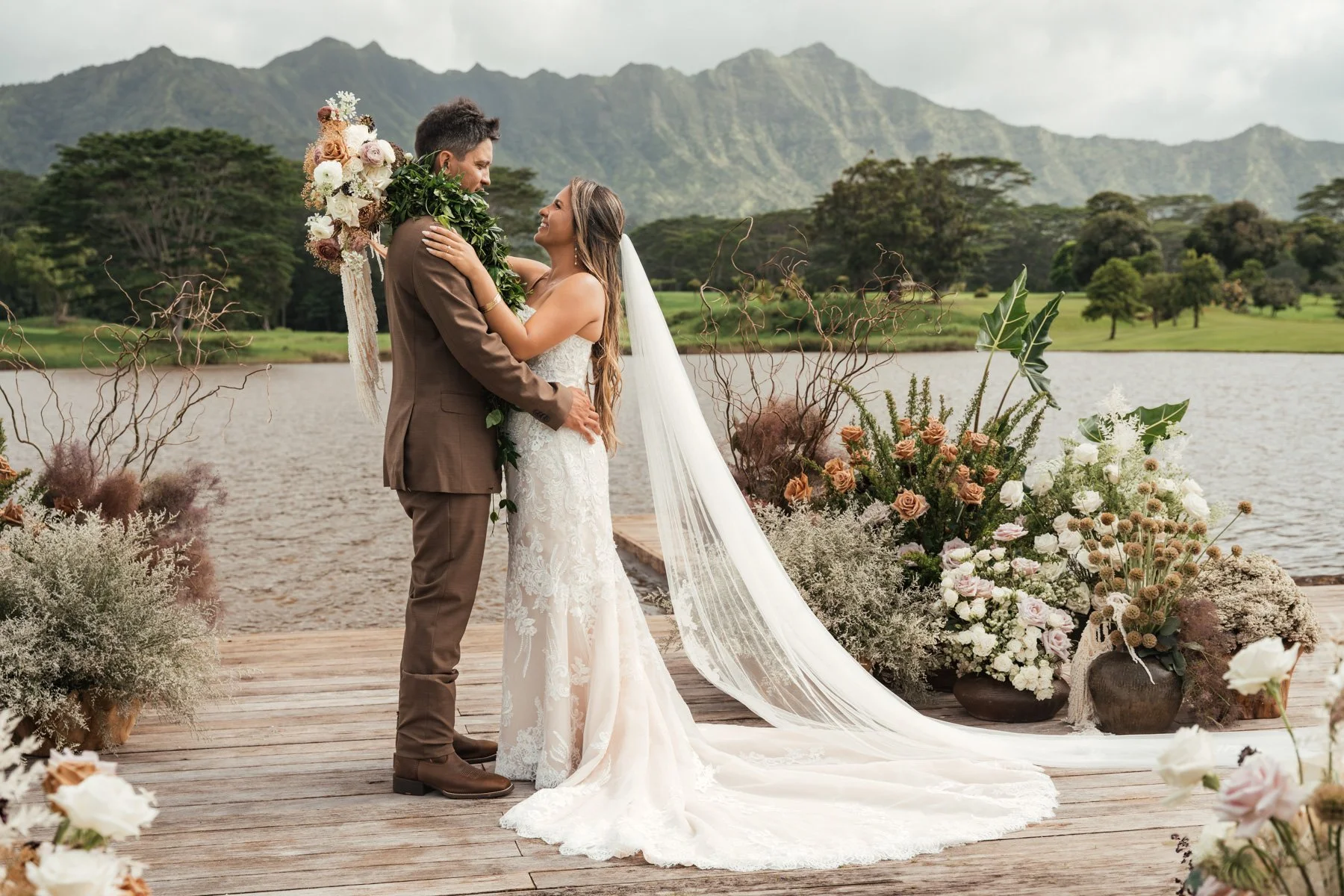 Wedding photography on the North Shore of Kauai. Kilauea waterfall is the perfect place for a small wedding and elopement photography in Hawaii for the romantic and adventurous couple with its gorgeous jungle scenes and a beautiful waterfall that cap