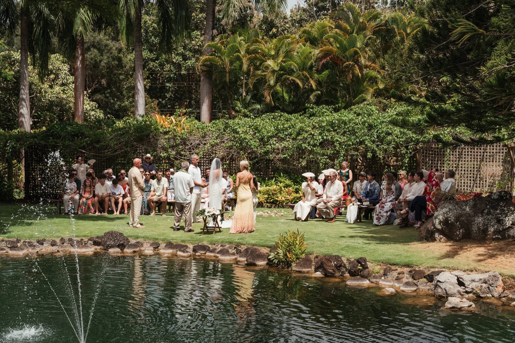 Wedding ceremony at the gardens at Na Aina Kai