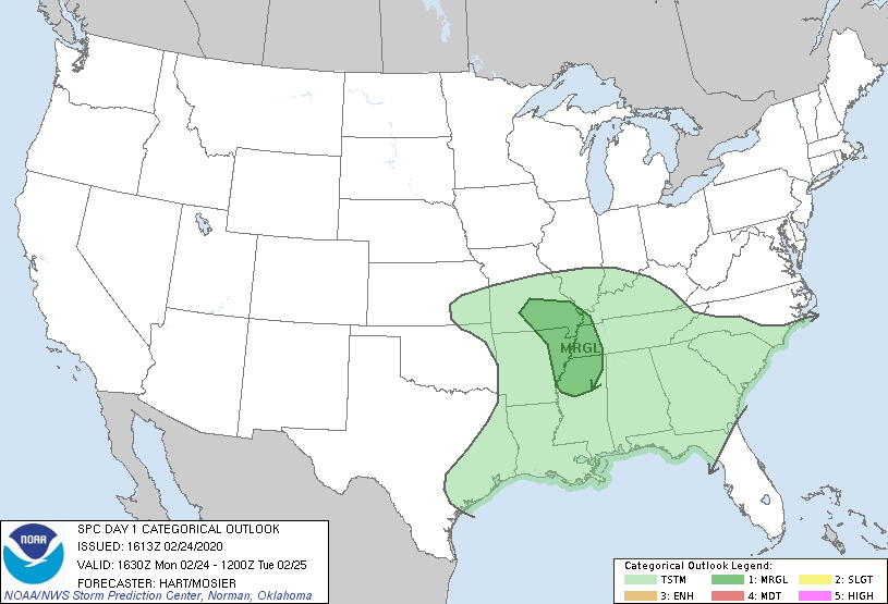 Low chance of Big Bad storms Monday afternoon