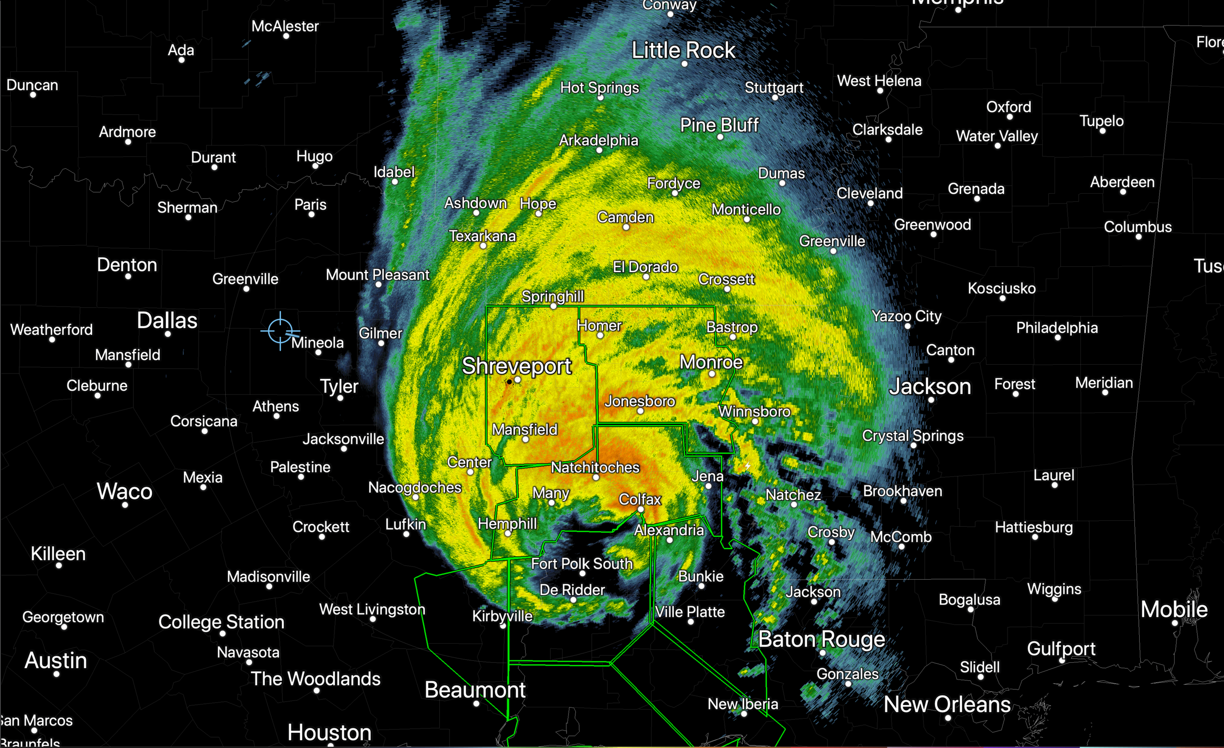 Laura Inland Over Louisiana