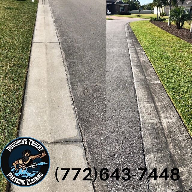 Looks like a new gutter. A very satisfying cleaning #poseidonstridentpressurecleaning #poseidonstridentpressurecleaningllc #pressurewashing #pressurecleaning #powerwashingporn #powerwasher #satisfying #clean #cleaning #streets #florida #smallbusiness