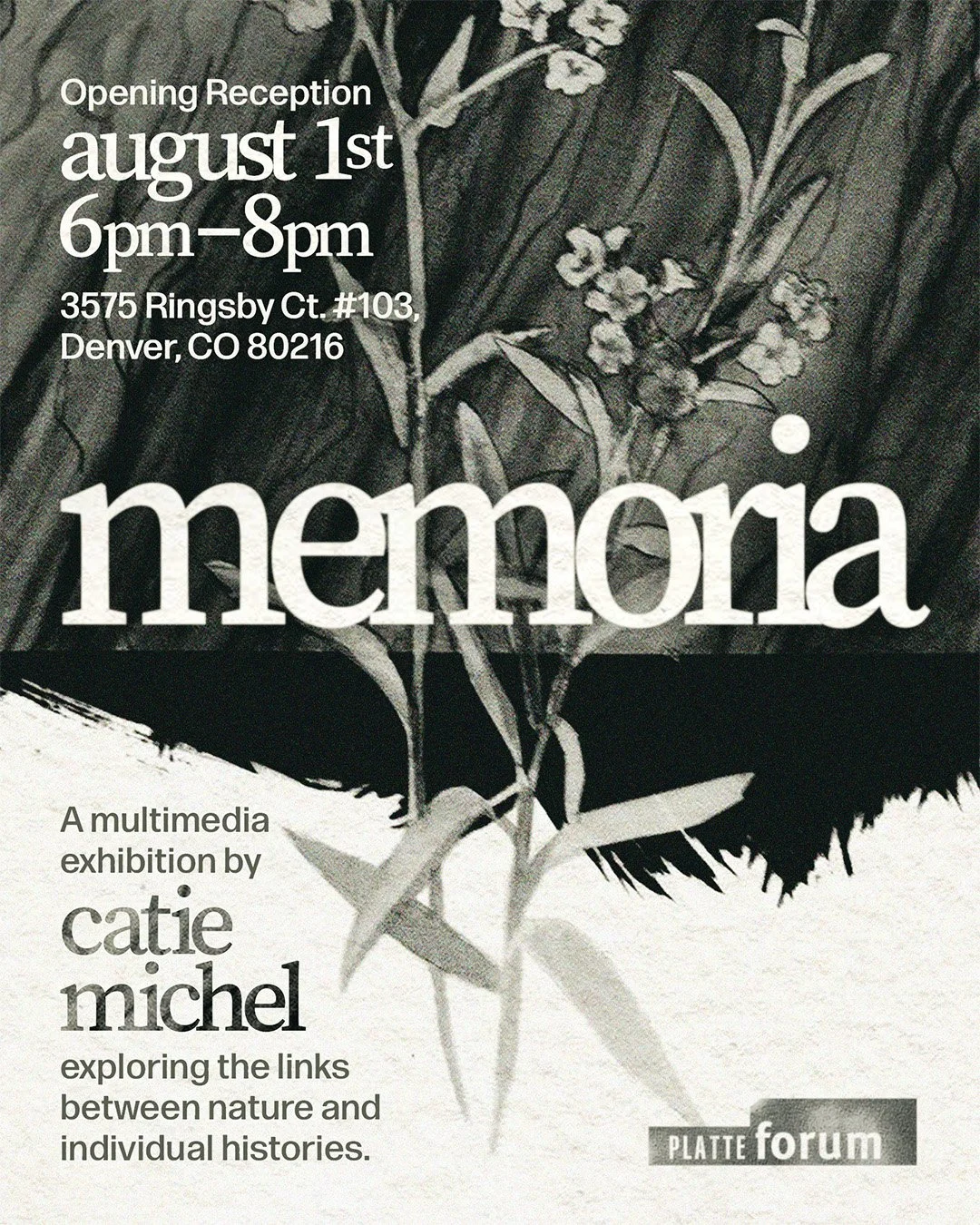 COMING UP AUGUST 1ST! Memoria, a multimedia storytelling project, is an exhibition examining the interconnectedness of the natural world and individual histories through the sharing of personal stories. Throughout her residency, Catie has interviewed