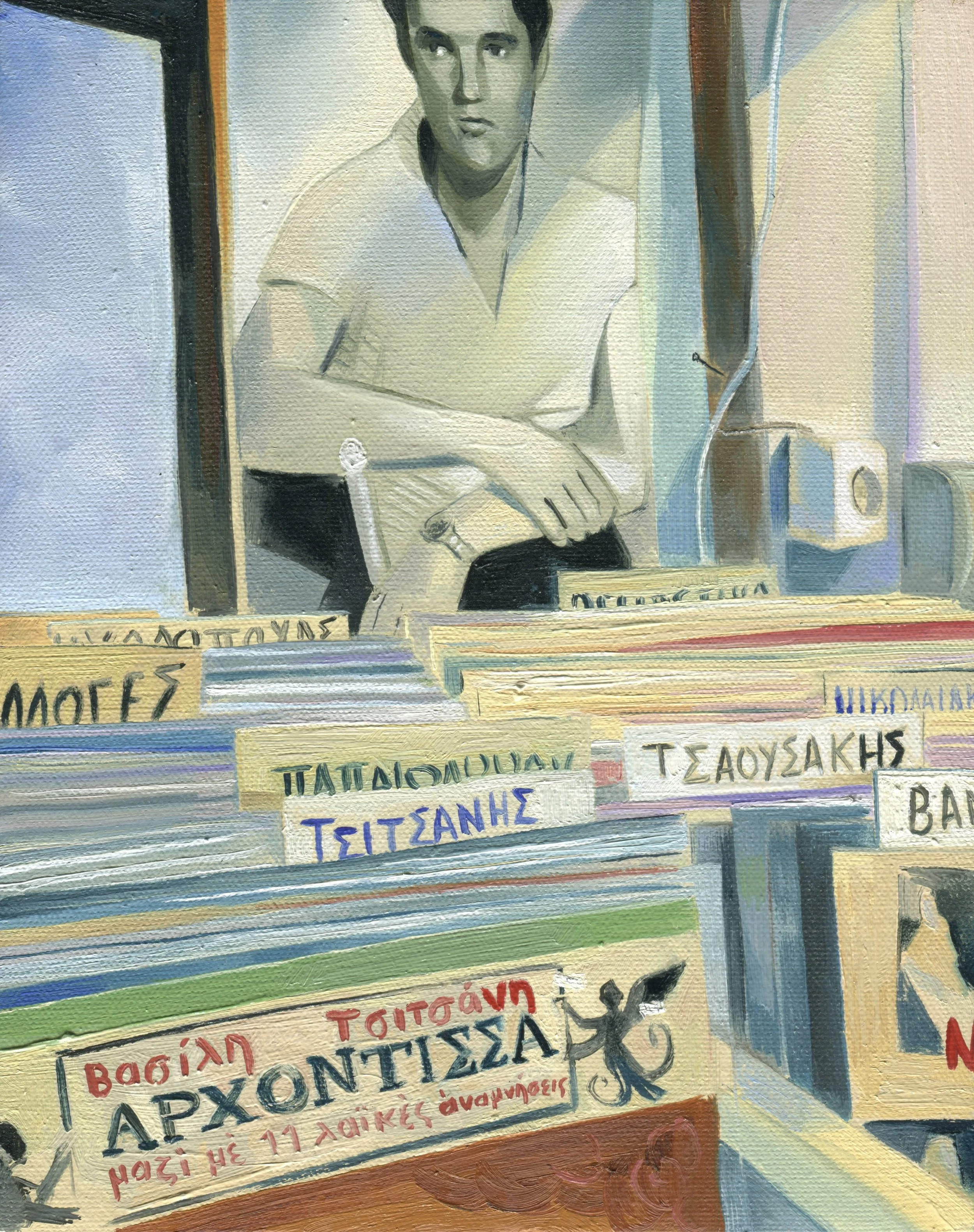 Logan T. Sibrel, “Greek Elvis”, Oil on canvas, 10 x 8 inches, 2026