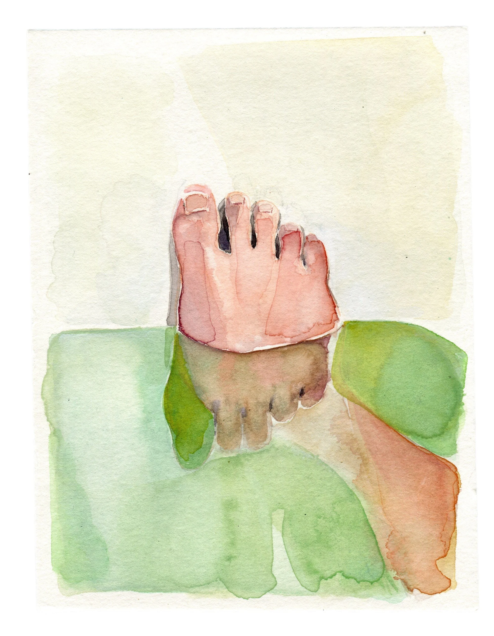 Logan T. Sibrel, “Piggies” Watercolor on paper, 8 x 6 inches, 2025 