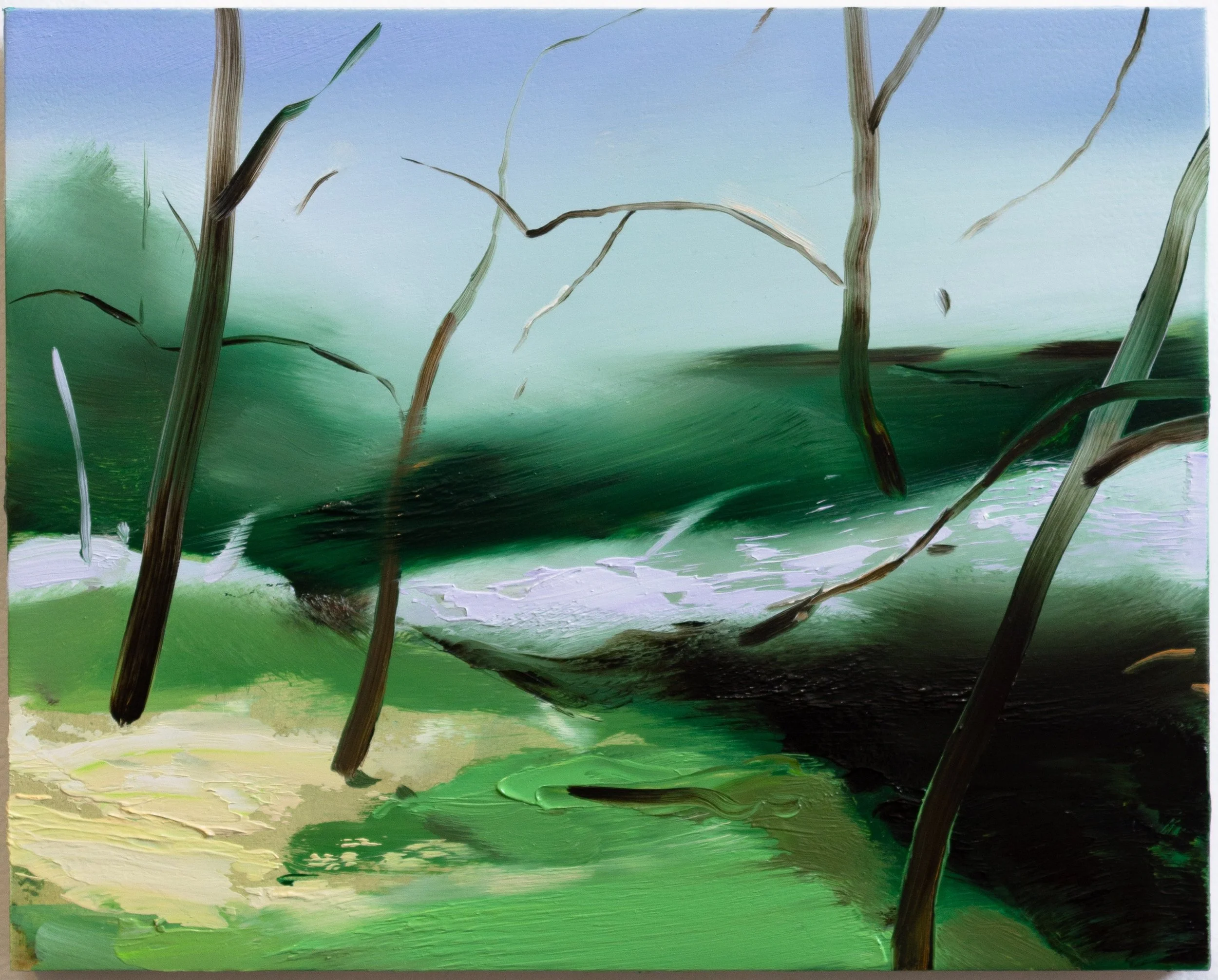 Stephen Bron, In the fresh field, away softly, oil on panel, 8 x 10 inches, 2026 