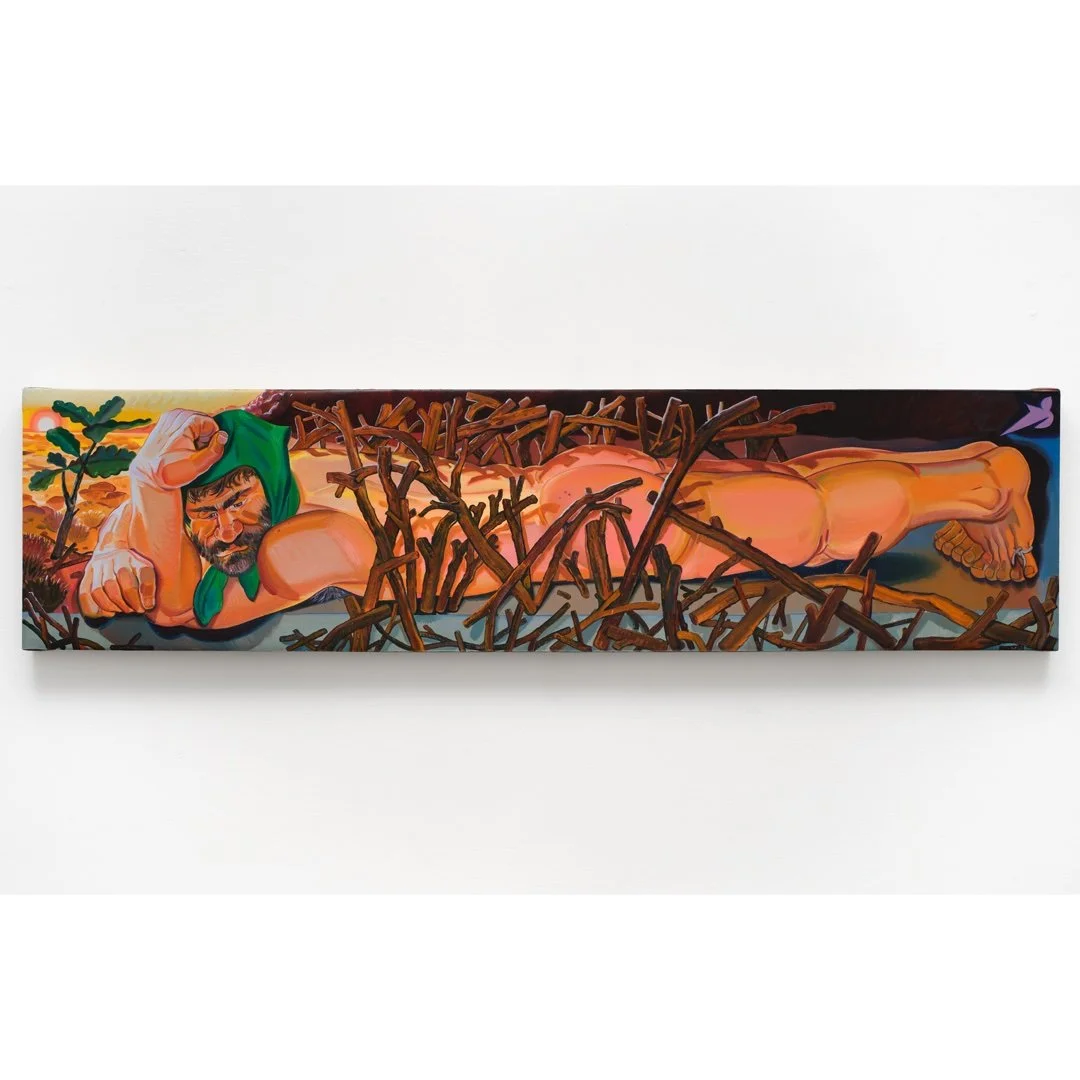 "Shelter", Oil on linen-wrapped panel, 12 x 48 inches, 2026