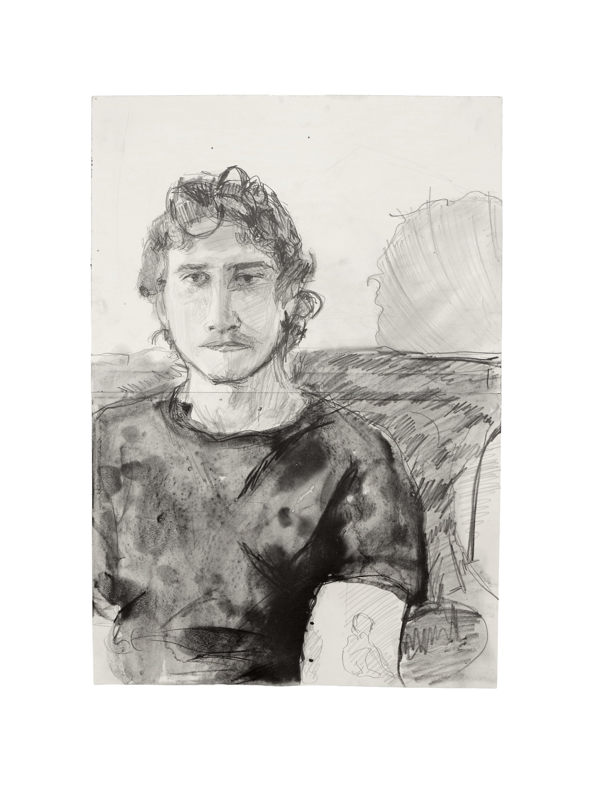 "Tadeo", Graphite Materials on Paper, 20 x 14.5 inches, 2025