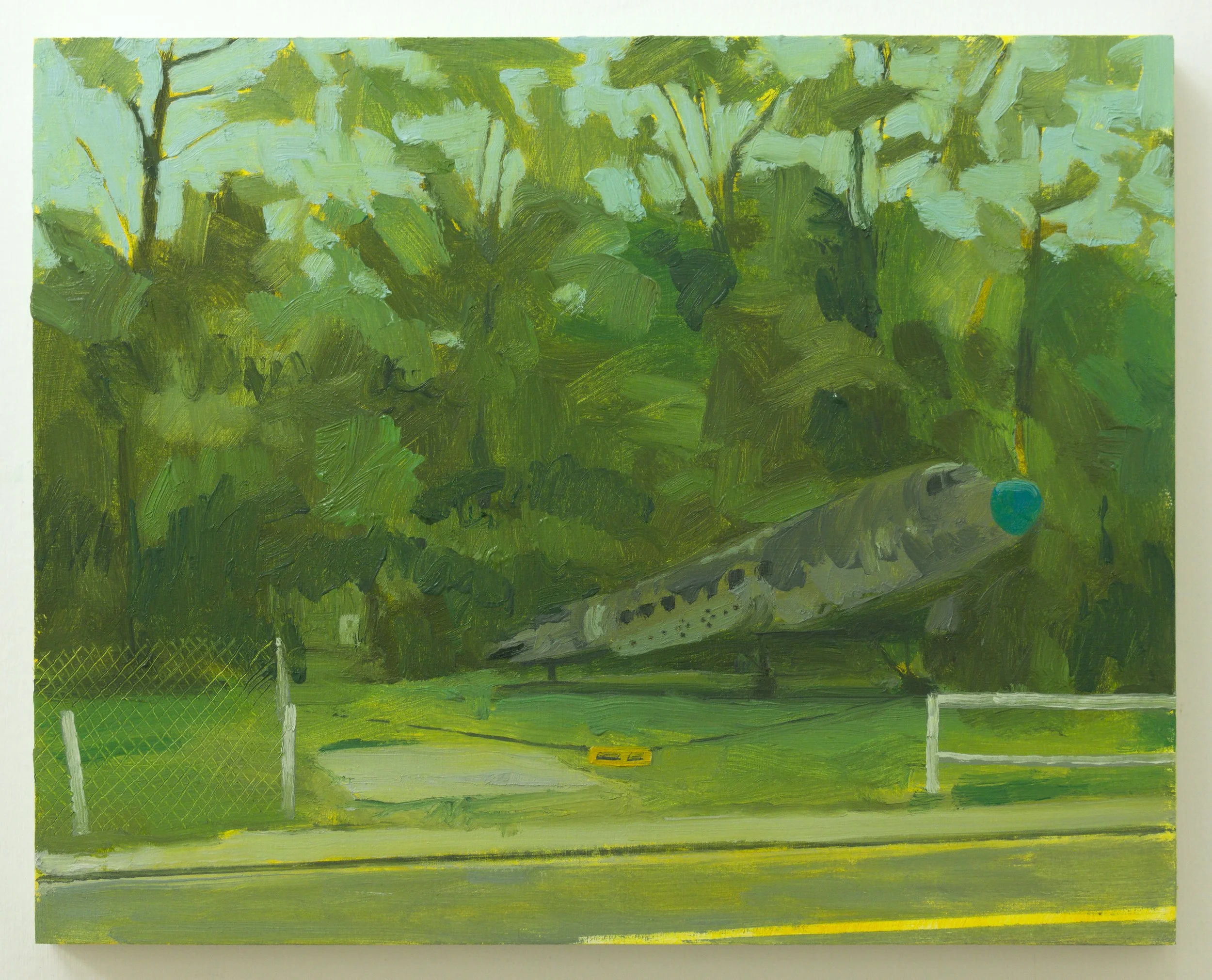 Nathan Mullins, "Keep Out", oil on panel, 8 x 10 inches, 2025
