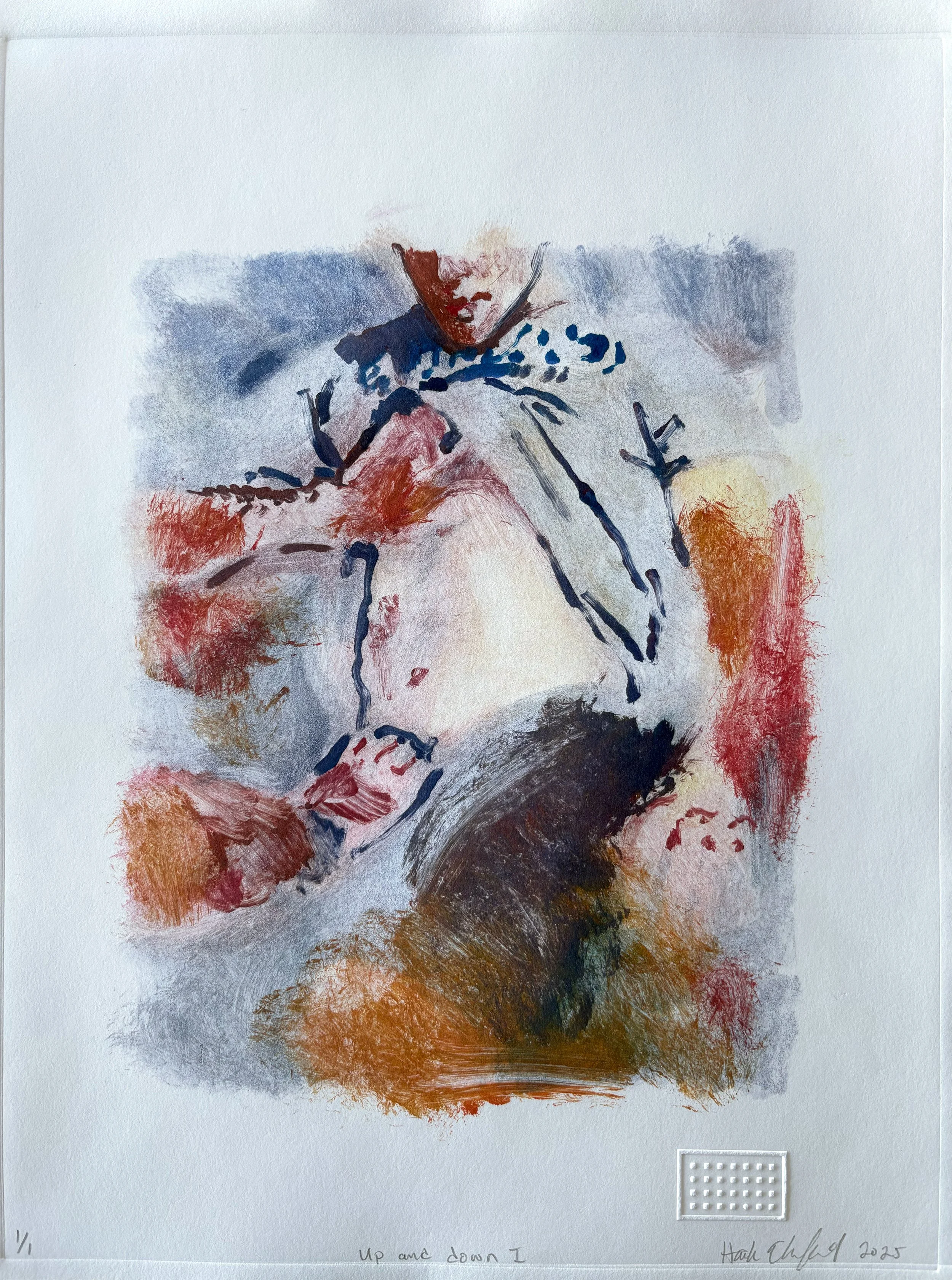 Hank Ehrenfried, "Up and Down I", 14.5 x 11 inches, monotype, 2025 