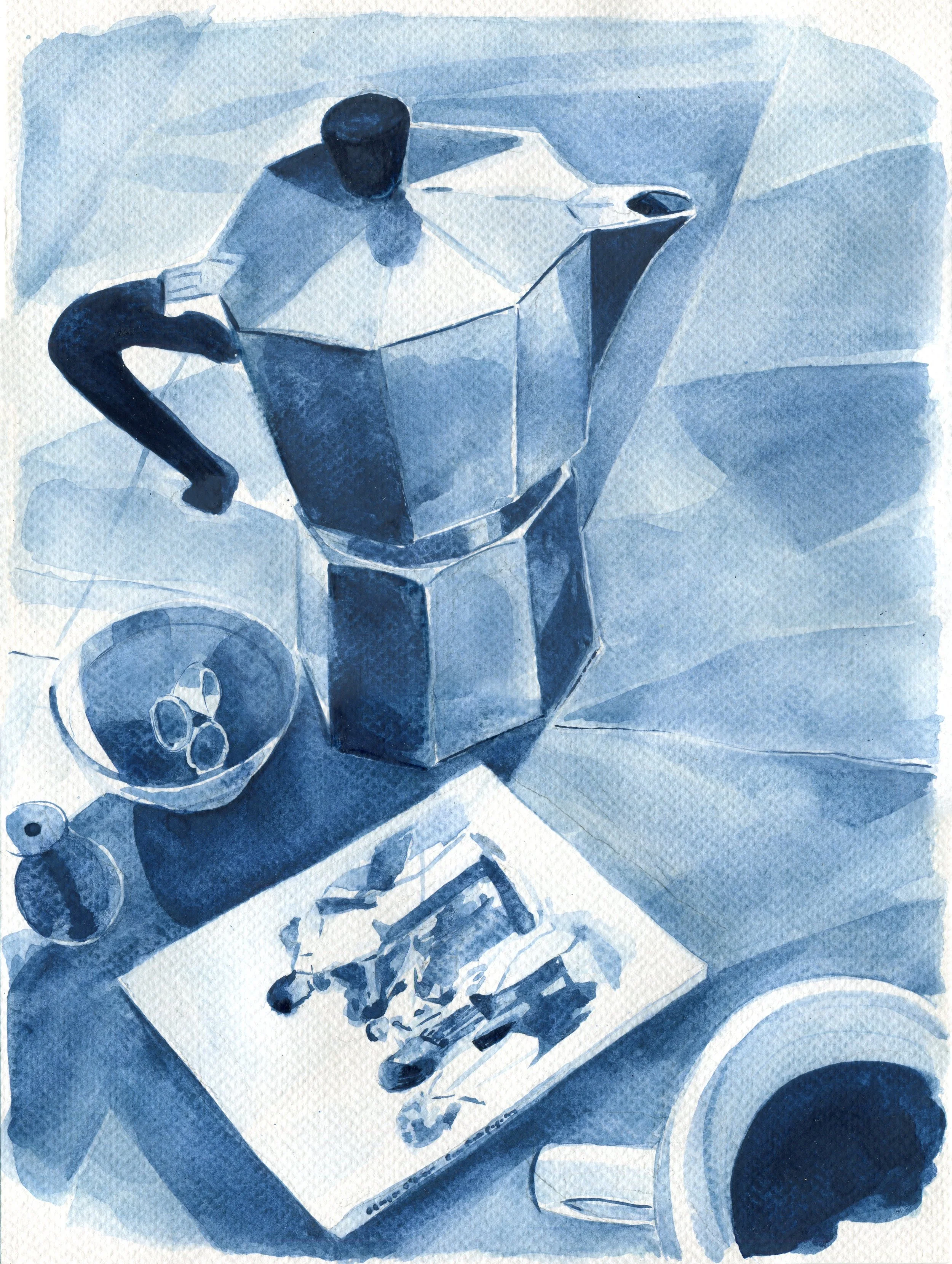 Logan T. Sibrel, “Comizi d’amore Still-Life (Sketch)”, Gouache on paper, 12 x 9 inches, 2025 