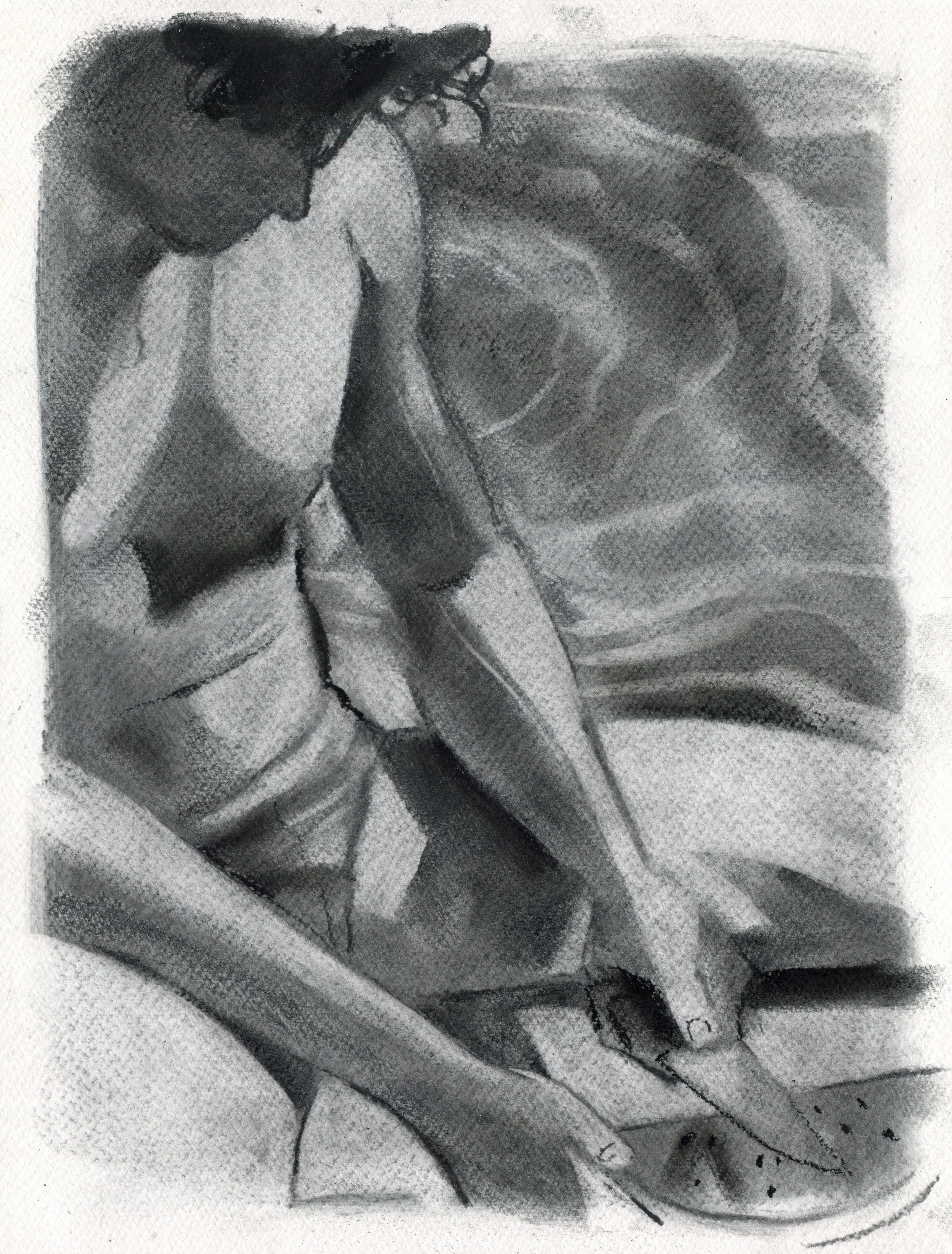 Logan T. Sibrel, “Isaac”,  Charcoal on paper, 12.75 x 9.75 inches, 2026