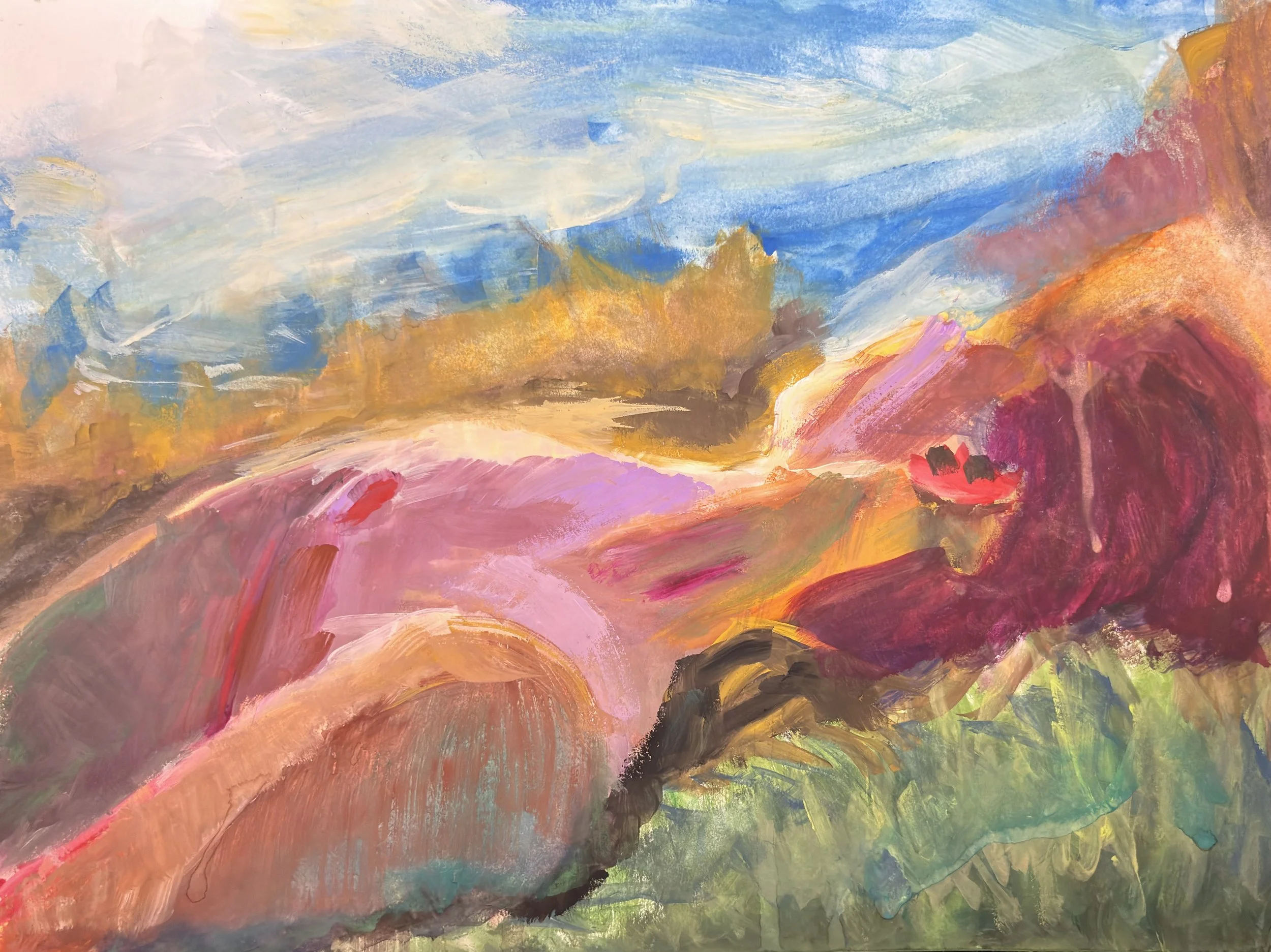 Benjamin Staker, "Loving you is like
Loving the big bang
Or the origin of the world", Gouache on
Stonehenge hot press, 12 x 16 inches, 2026