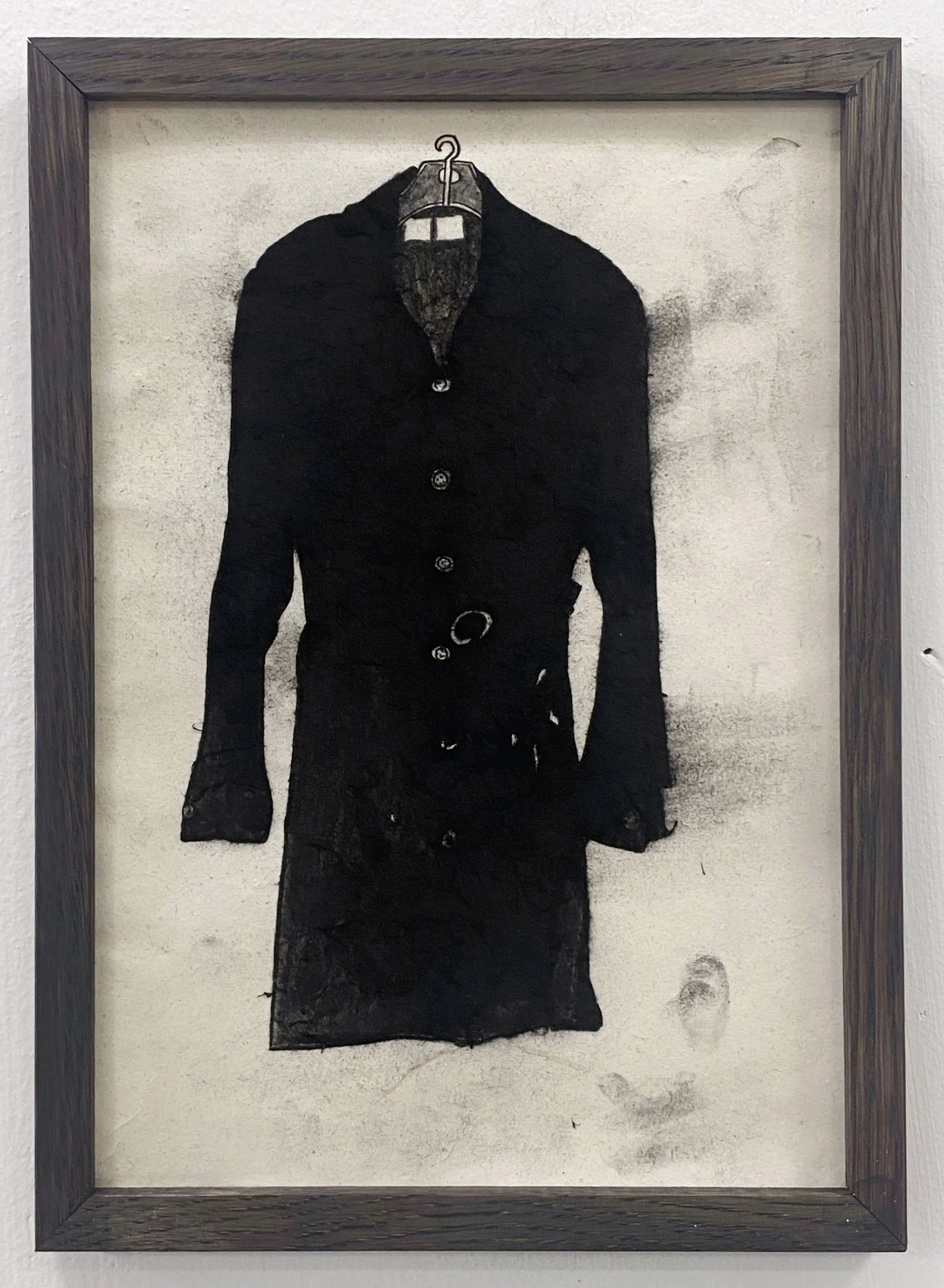 "Monika Lewinsky’s Dress", charcoal on paper, 11 x 8 inches, 2025