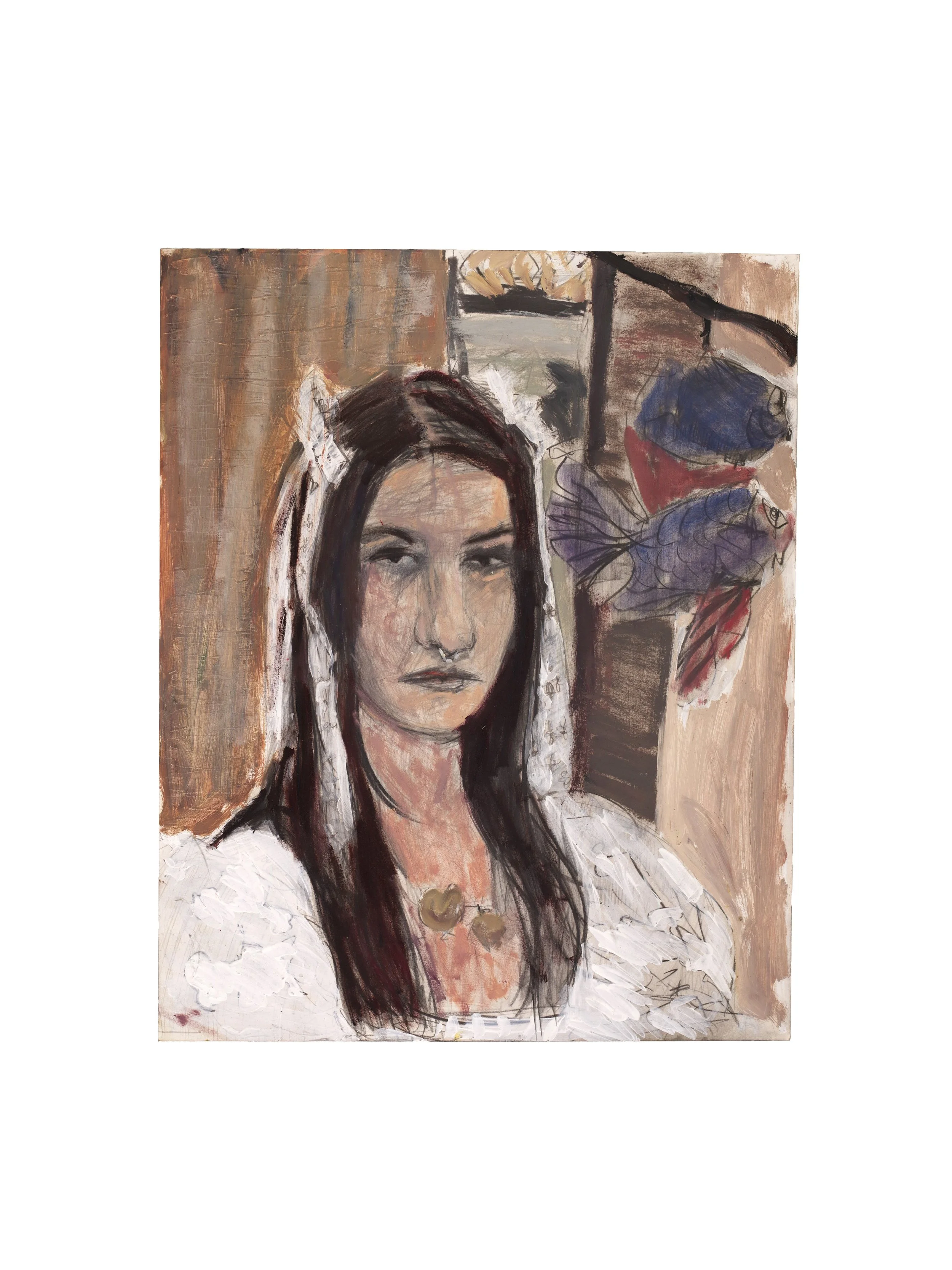 "Cass", Oil and Graphite Materials on Paper, 16 x 20 inches, 2024