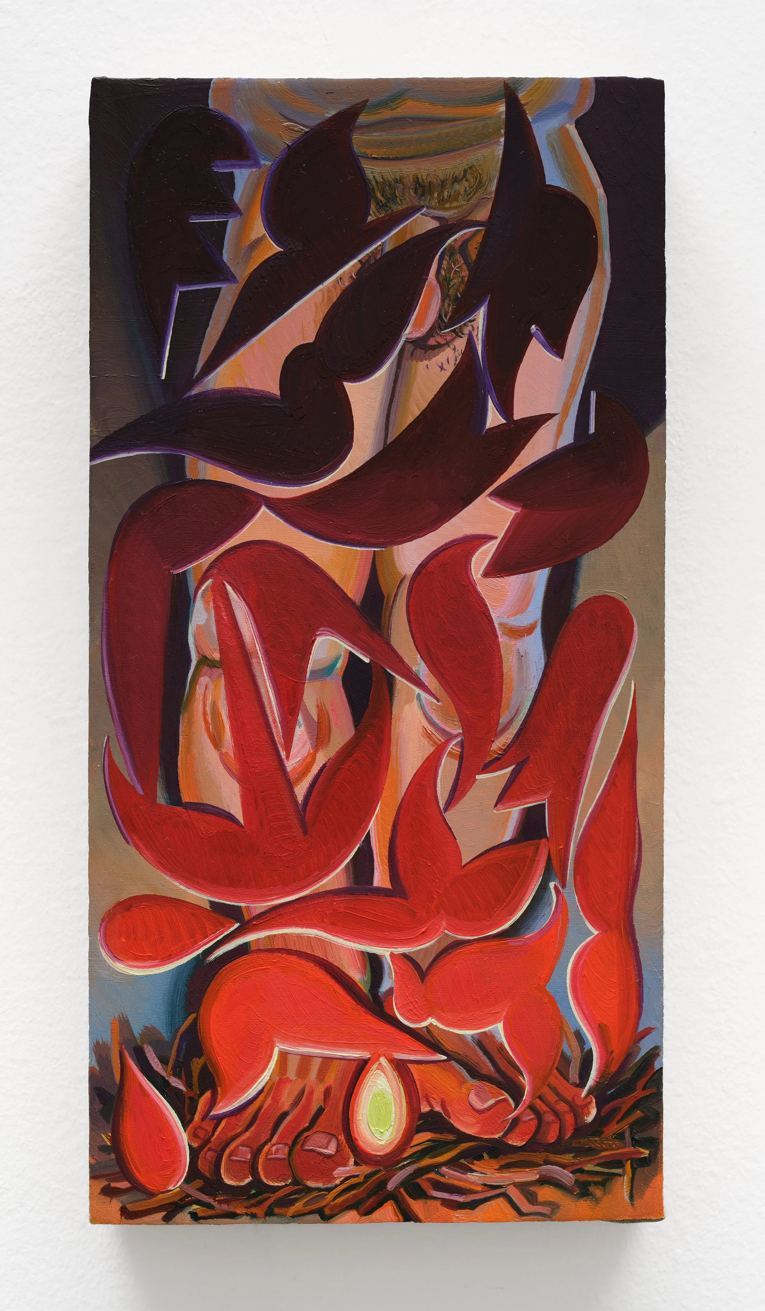 "Pyre", Oil on linen-wrapped panel, 12 x 6  inches, 2026