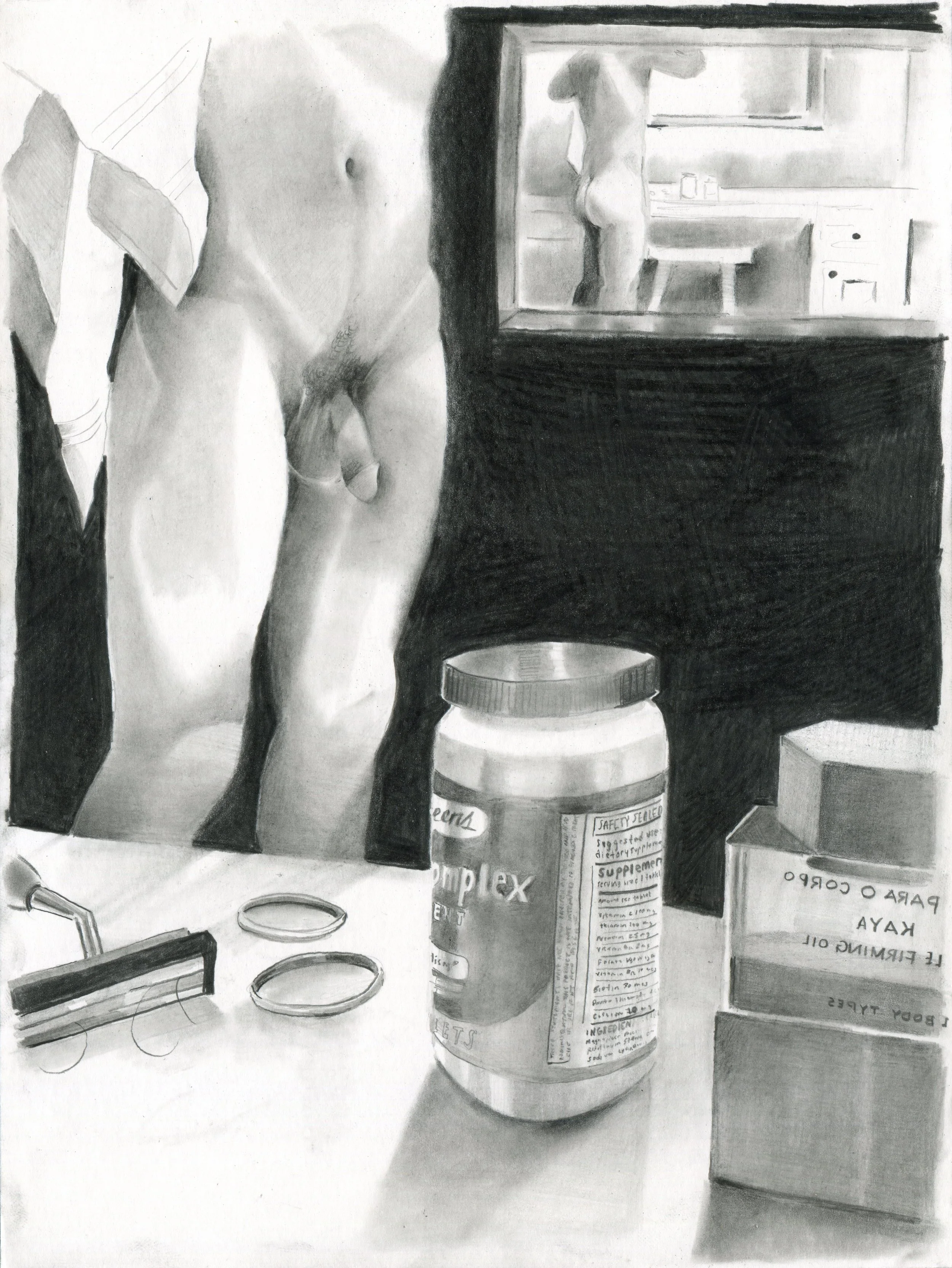 Logan T. Sibrel, “Ritual de lo habitual”, Pencil on paper, 12 x 9 inches, 2026