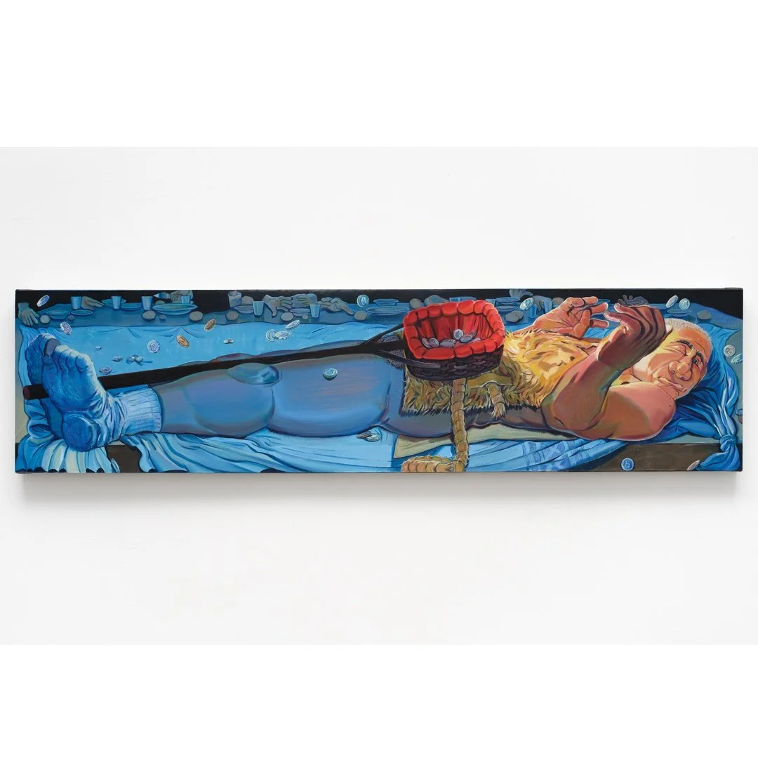 "Basket", Oil on linen-wrapped panel, 12 x 48 inches, 2026 