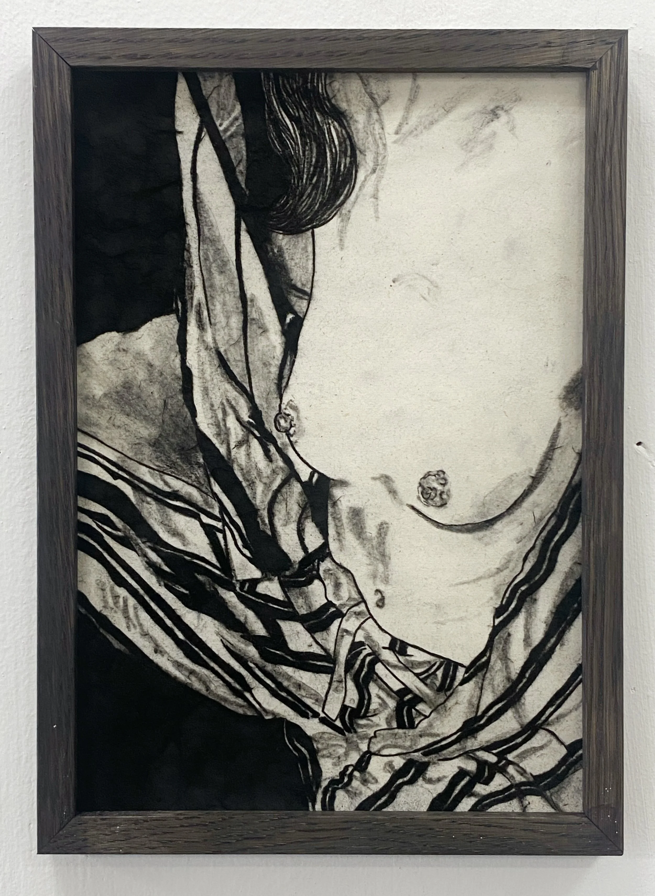 "Pyjamas", charcoal on paper, 11 x 8 inches, 2025