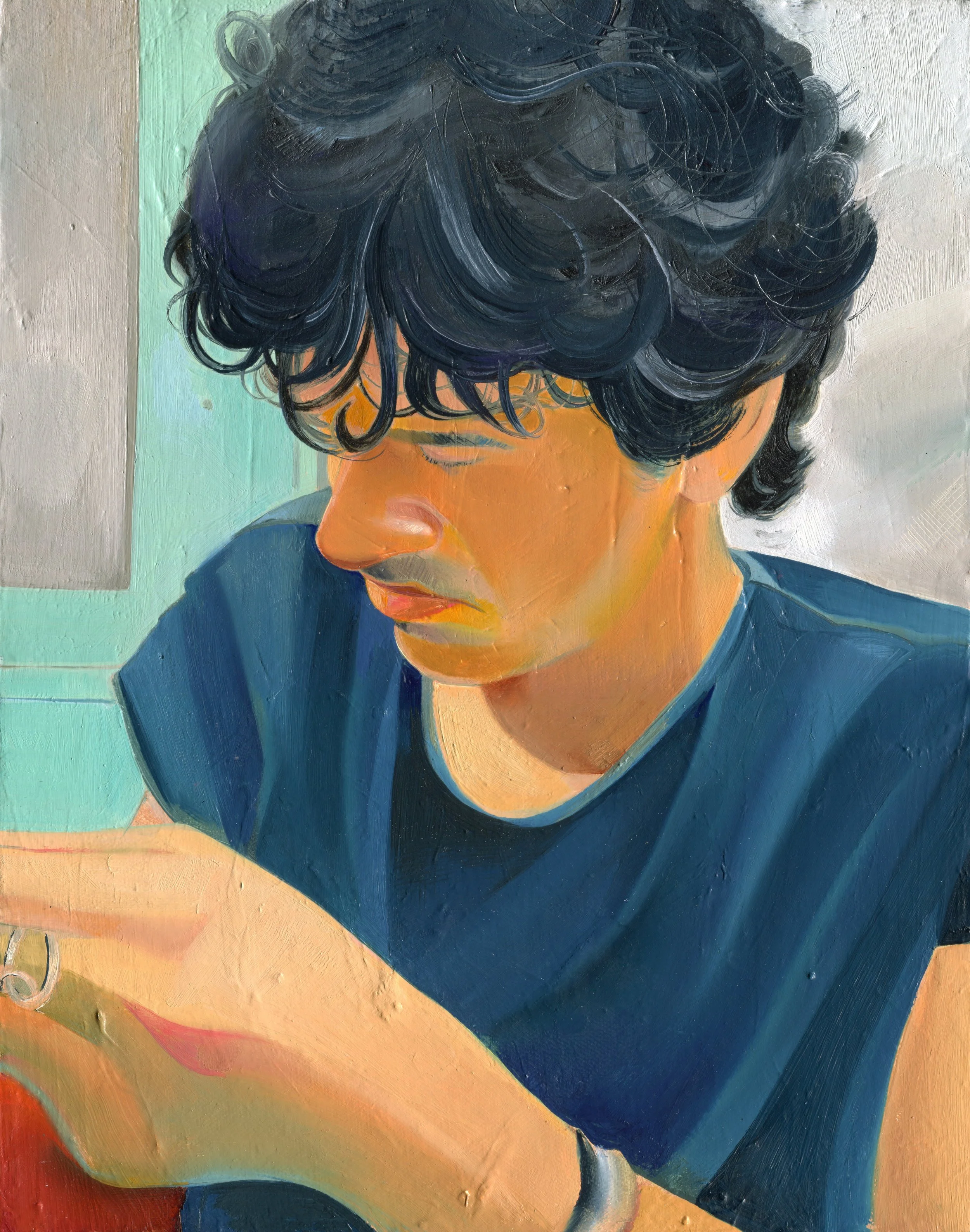 Logan T. Sibrel, Miguel, oil on canvas, 14 x 11 inches, 2025
