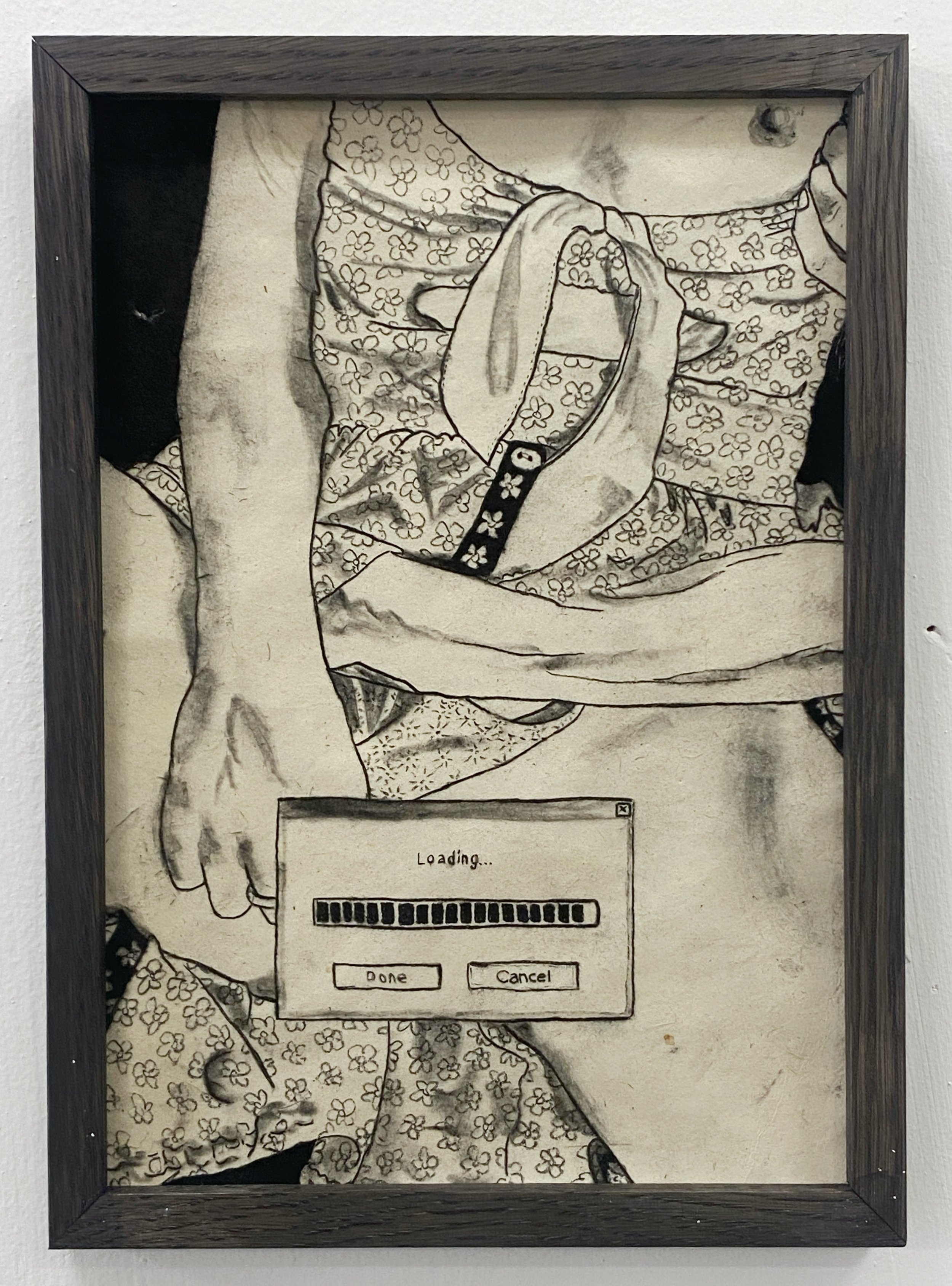 "Windows Loading screen", charcoal on paper, 11 x 8 inches, 2025