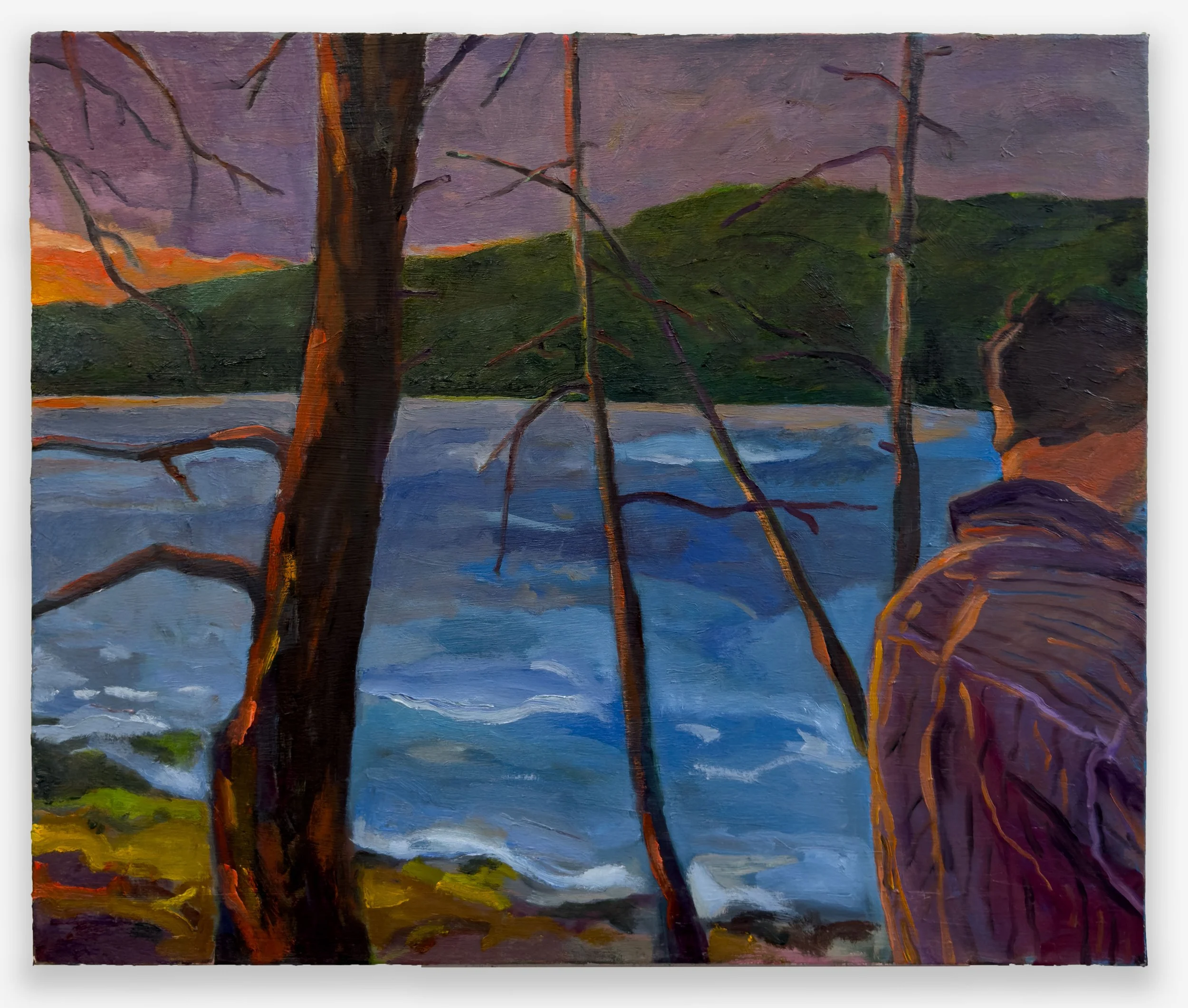 Tin Nguyen, “into the next morning, between the trees”, oil on canvas, 24 x 20 inches, 2025