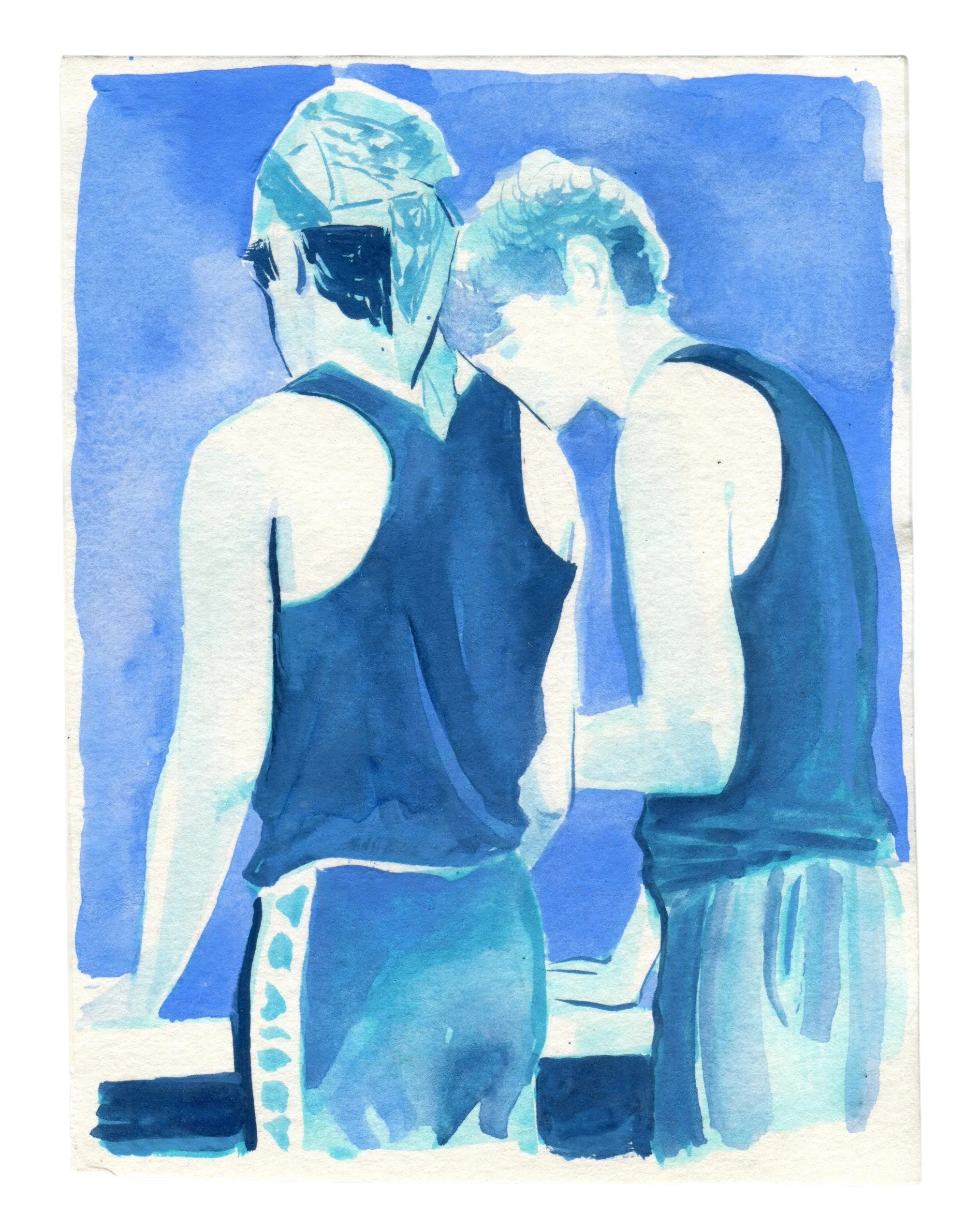 Logan T. Sibrel, “Commissary”, Gouache on paper, 8 x 6 inches, 2025