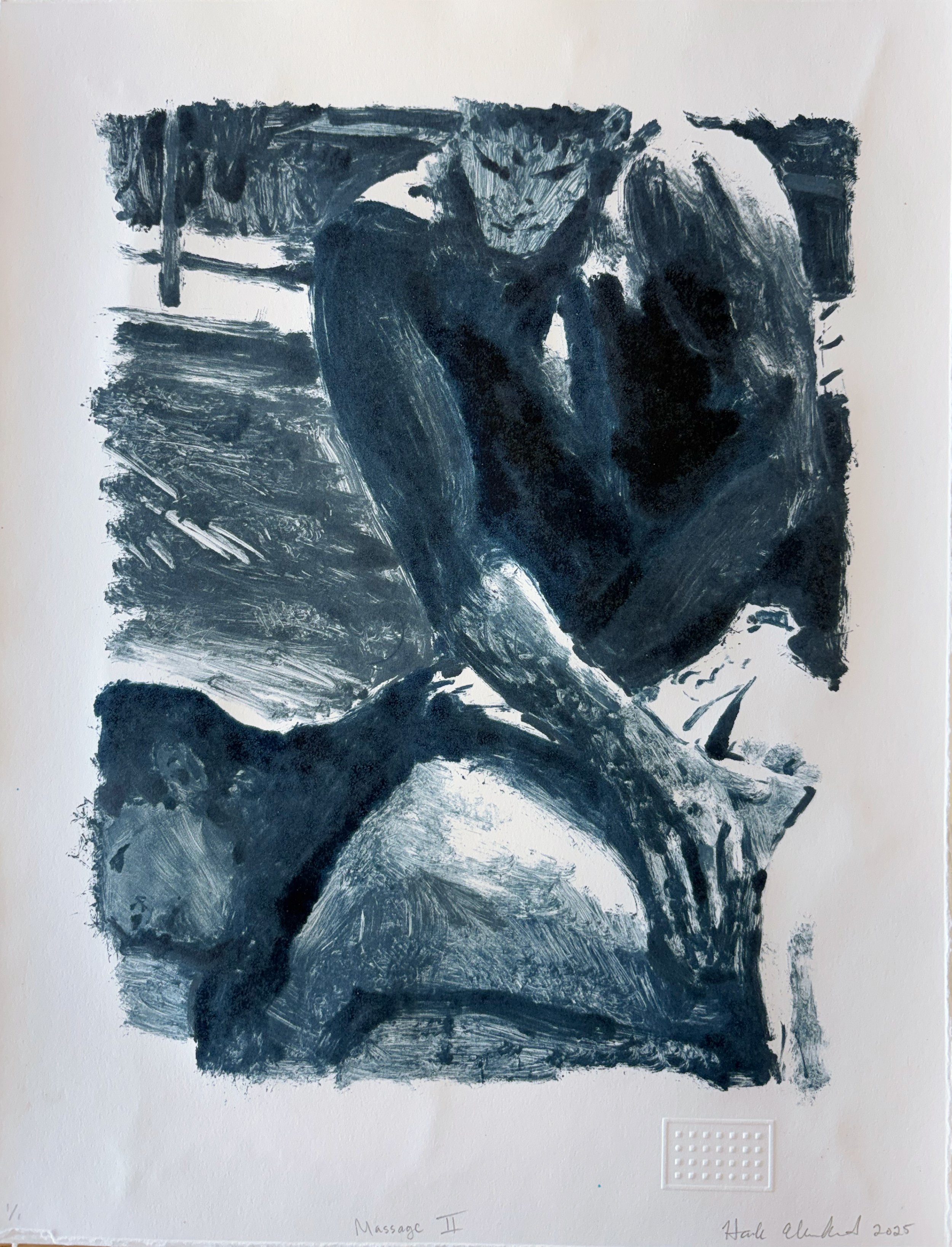 Hank Ehrenfried, "Massage II", 14.5 x 11 inches, monotype, 2025 